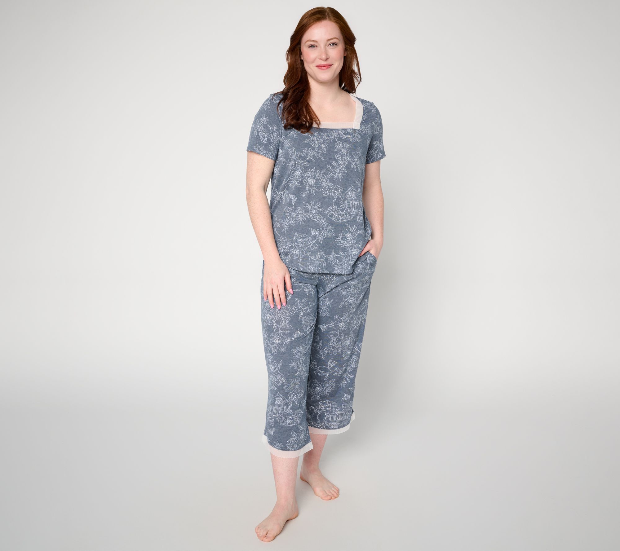 Cuddl Duds Classic Jersey with Mesh Trim Pajama Set