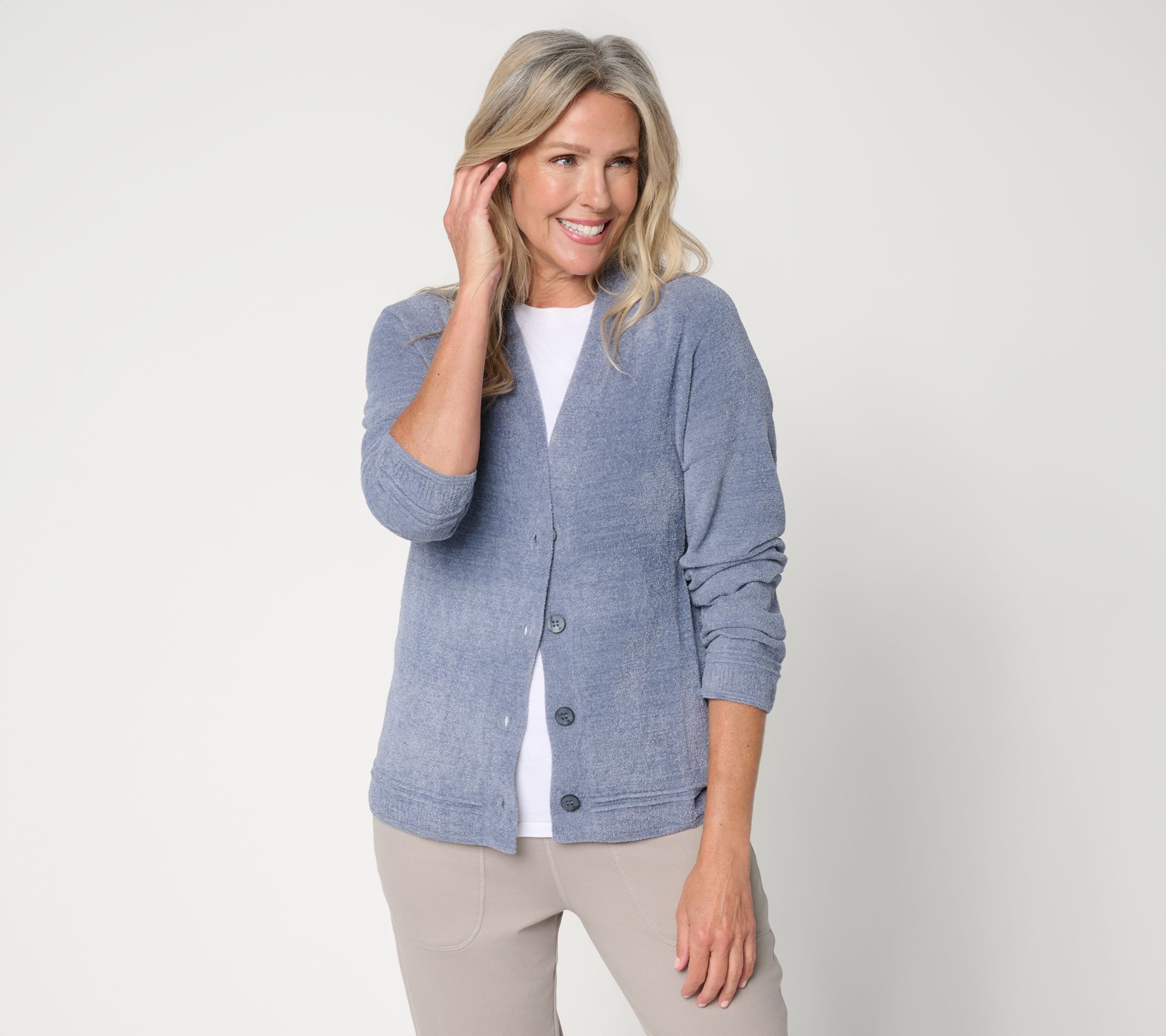 Barefoot Dreams CozyChic Ultra Lite Textured Trim Cardigan