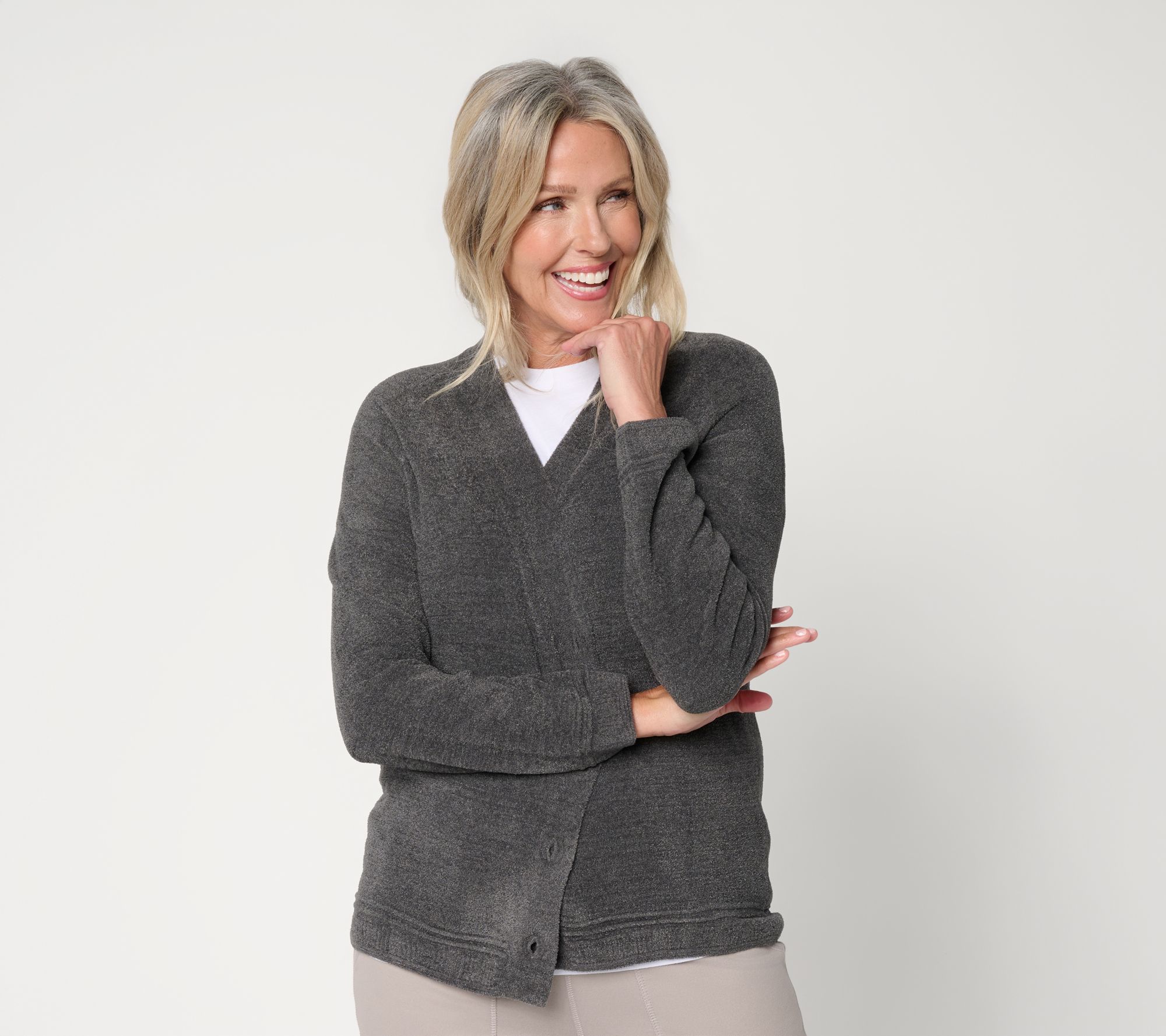 Barefoot Dreams CozyChic Ultra Lite Textured Trim Cardigan