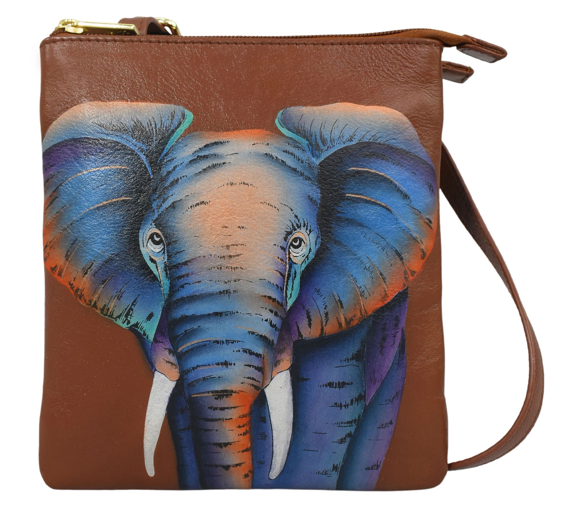 Anuschka Painted Leather Triple Compartment RFID Crossbody