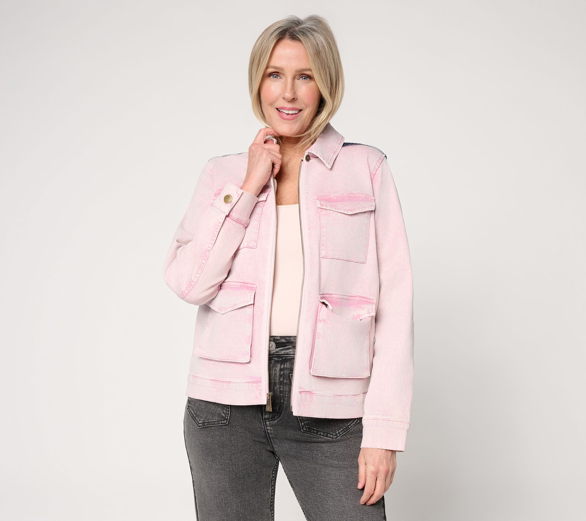 LOGO by Lori Goldstein Special Edition Mixed Media Denim Jacket