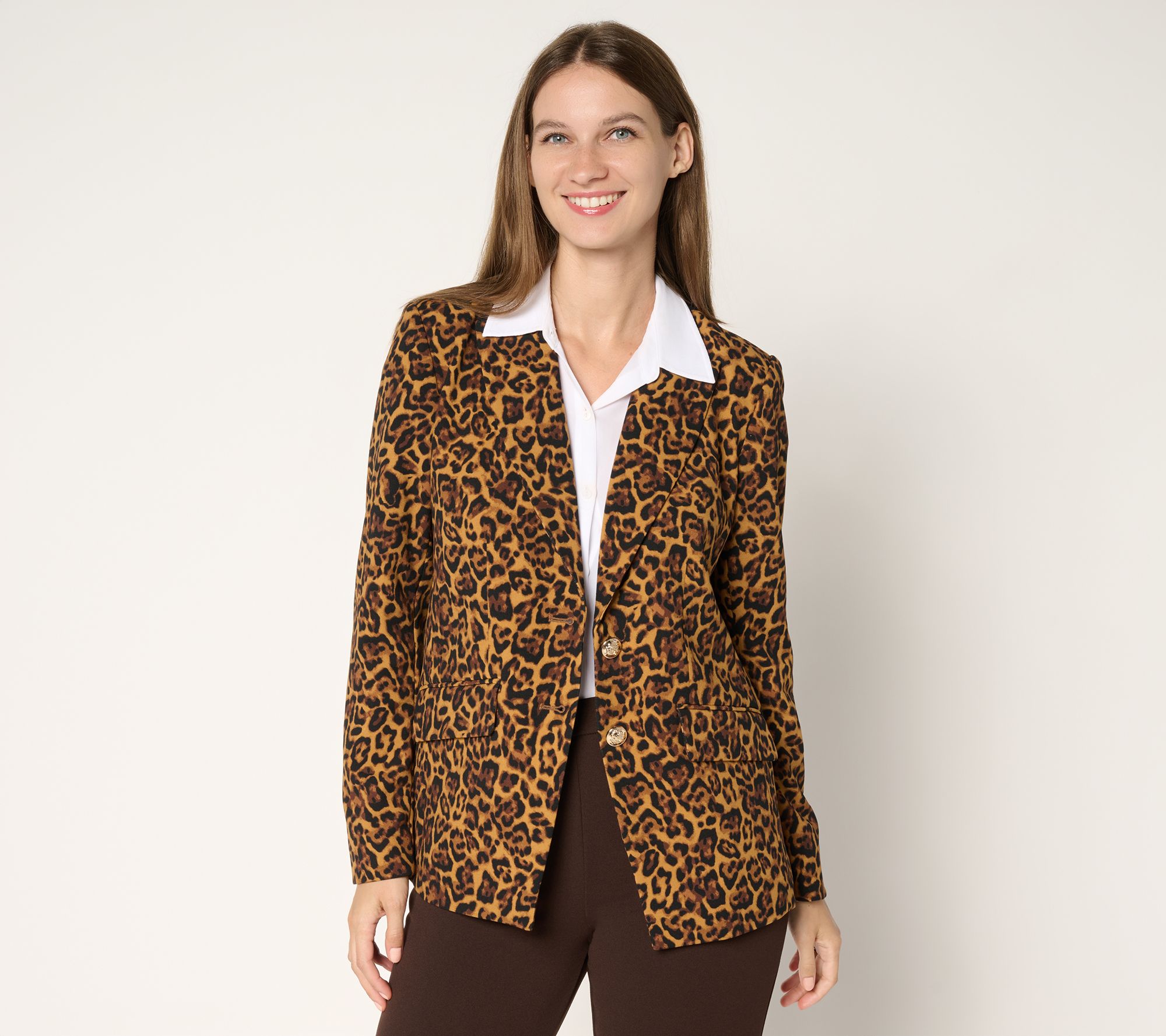 "As Is" Dennis Basso Petite Luxe Crepe Blazer in Prints & Solids