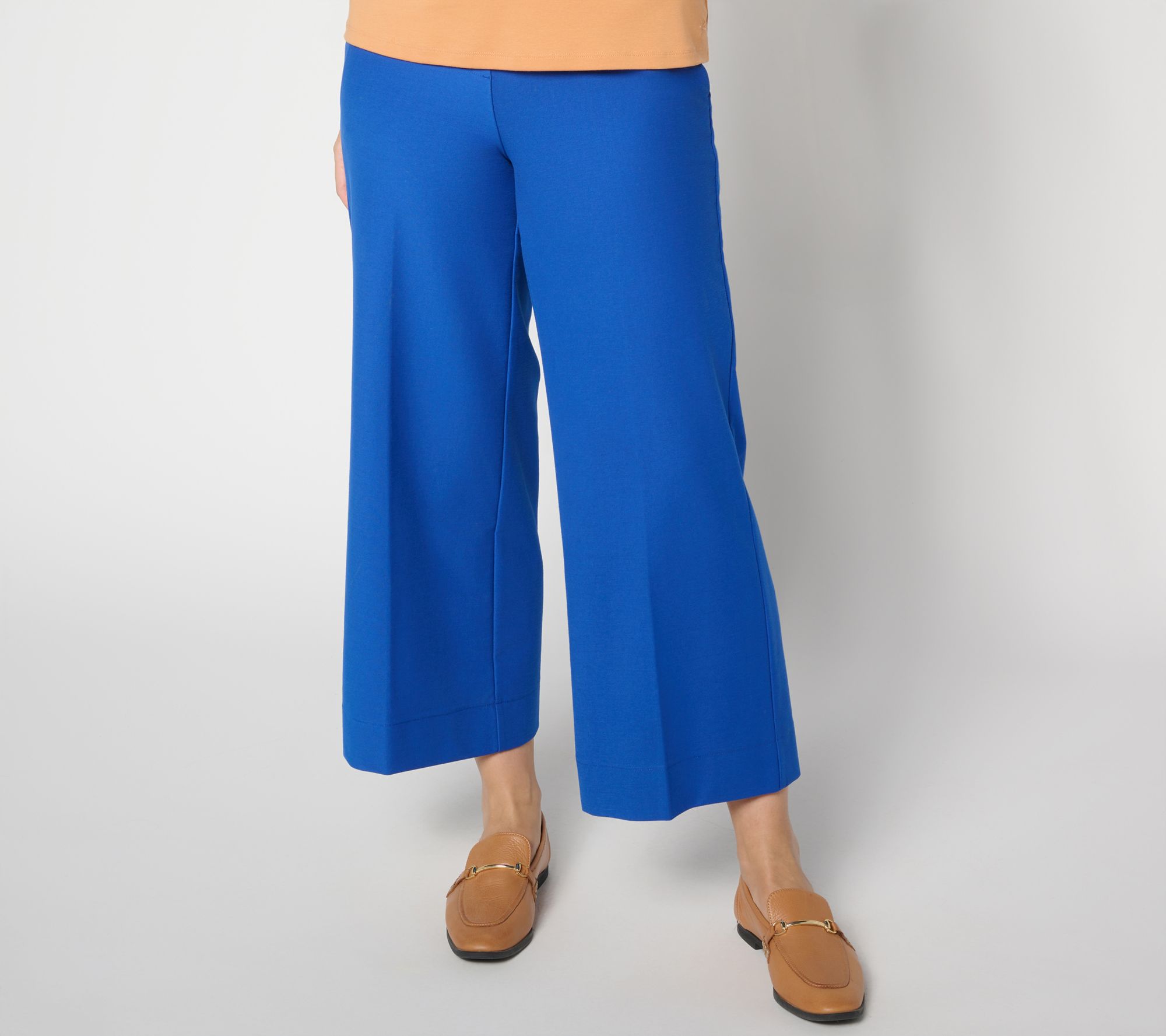 "As Is" Isaac Mizrahi Live! Pet Knit Twill Wide Leg Crop Trouser