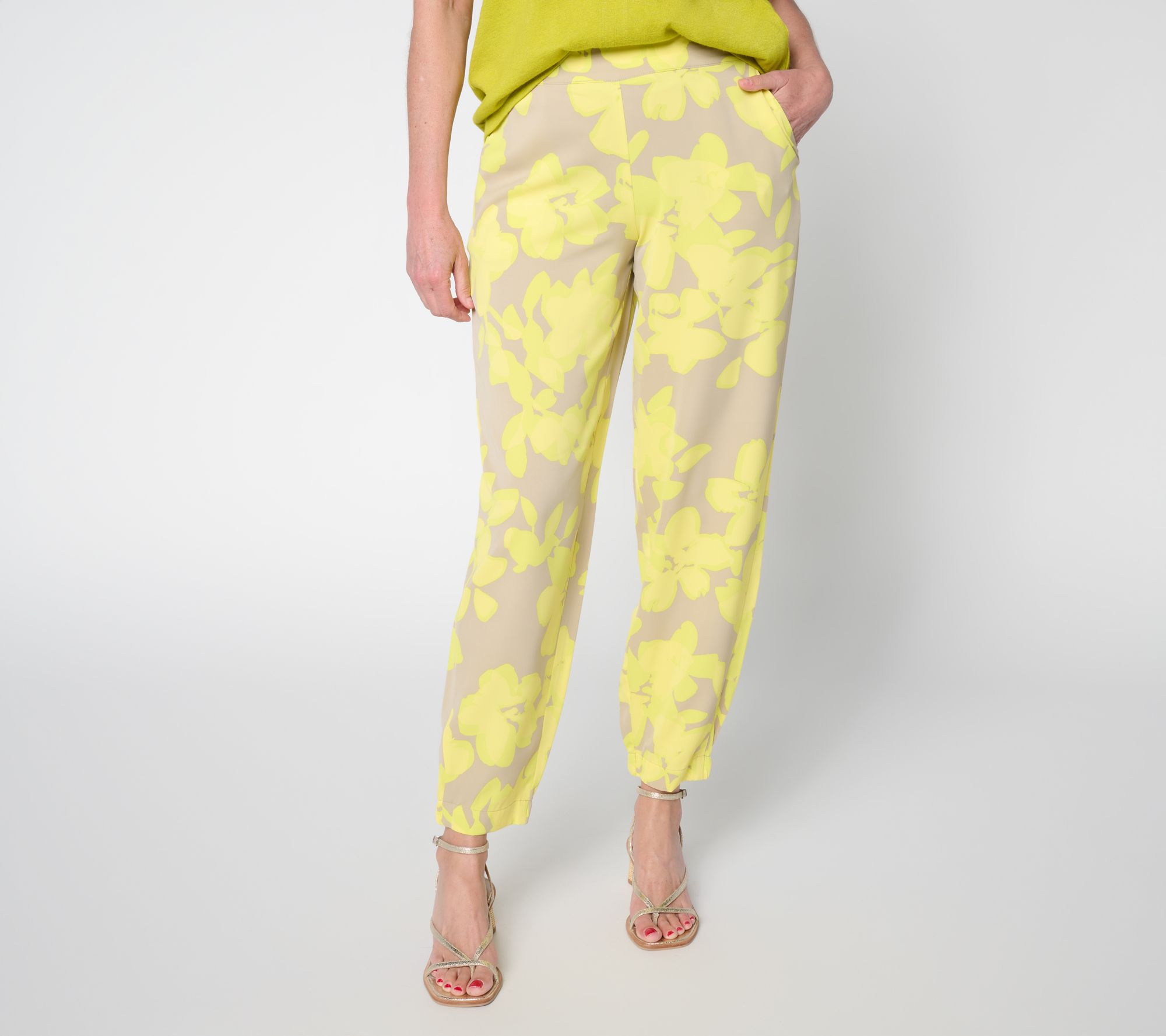 Carla Rockmore Collection Regular Pull-On Printed Crepe Ankle Pants