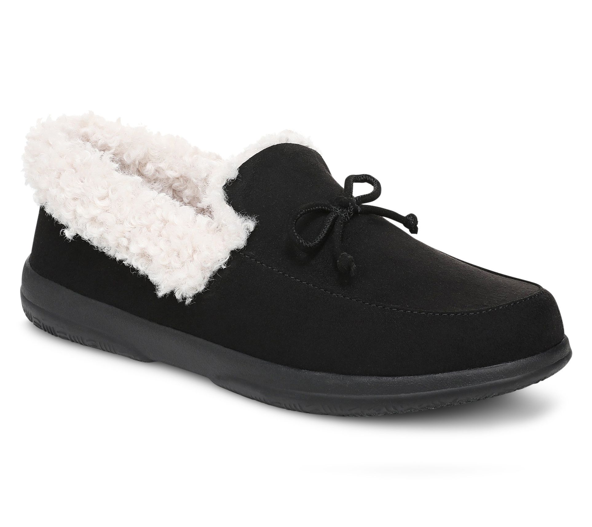 Vionic Cozy Collar Moccasin Slippers with Bow -Claribel