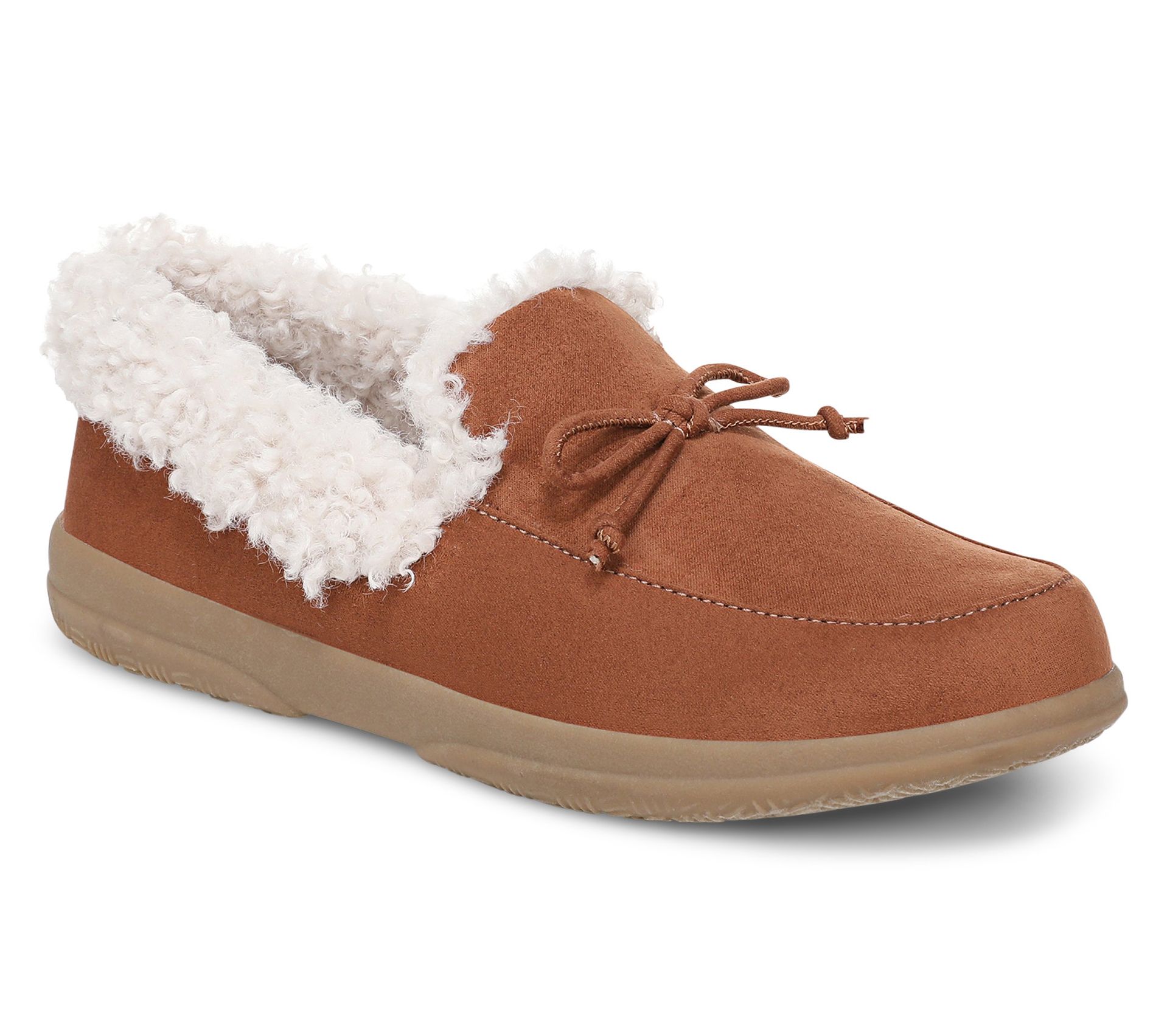 Vionic Cozy Collar Moccasin Slippers with Bow -Claribel