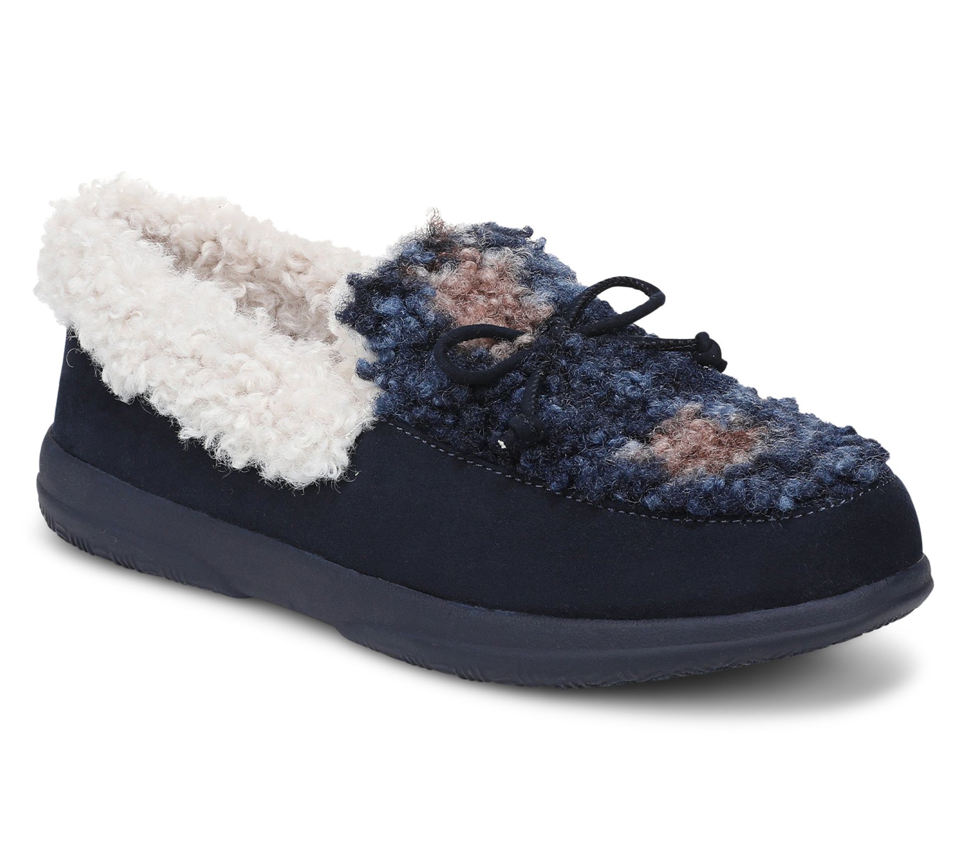 Vionic Cozy Collar Moccasin Slippers with Bow -Claribel