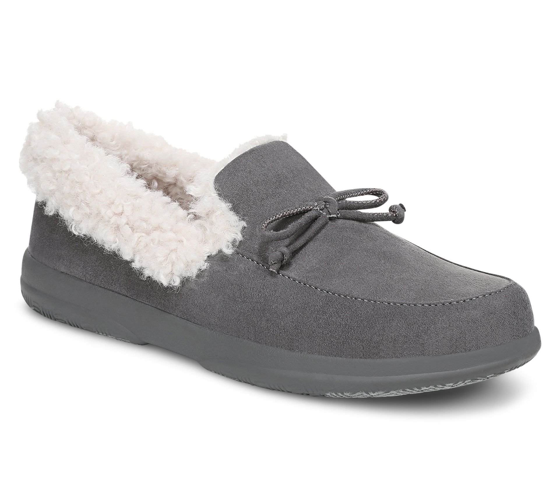 Vionic Cozy Collar Moccasin Slippers with Bow -Claribel