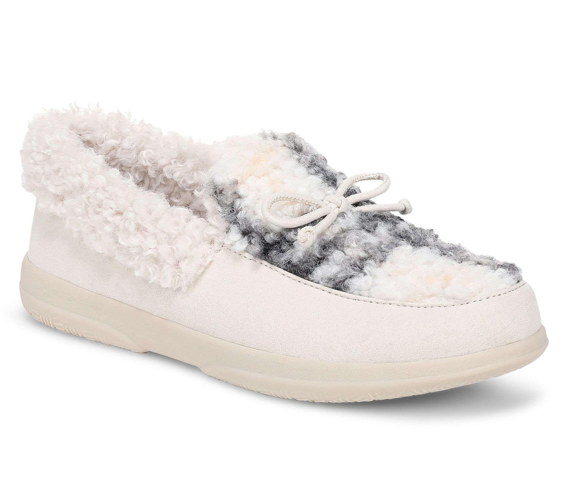 Vionic Cozy Collar Moccasin Slippers with Bow -Claribel