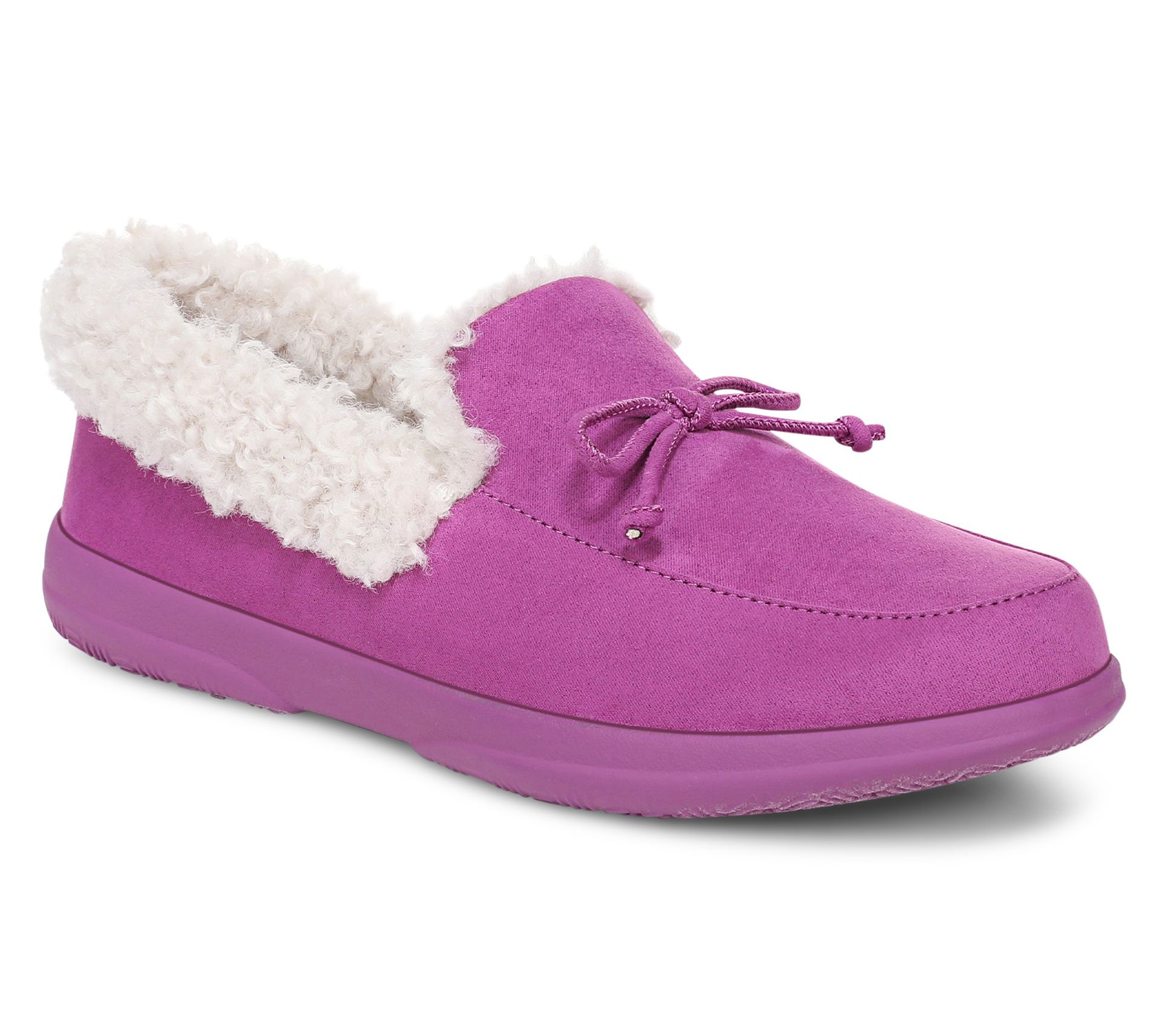 Vionic Cozy Collar Moccasin Slippers with Bow -Claribel