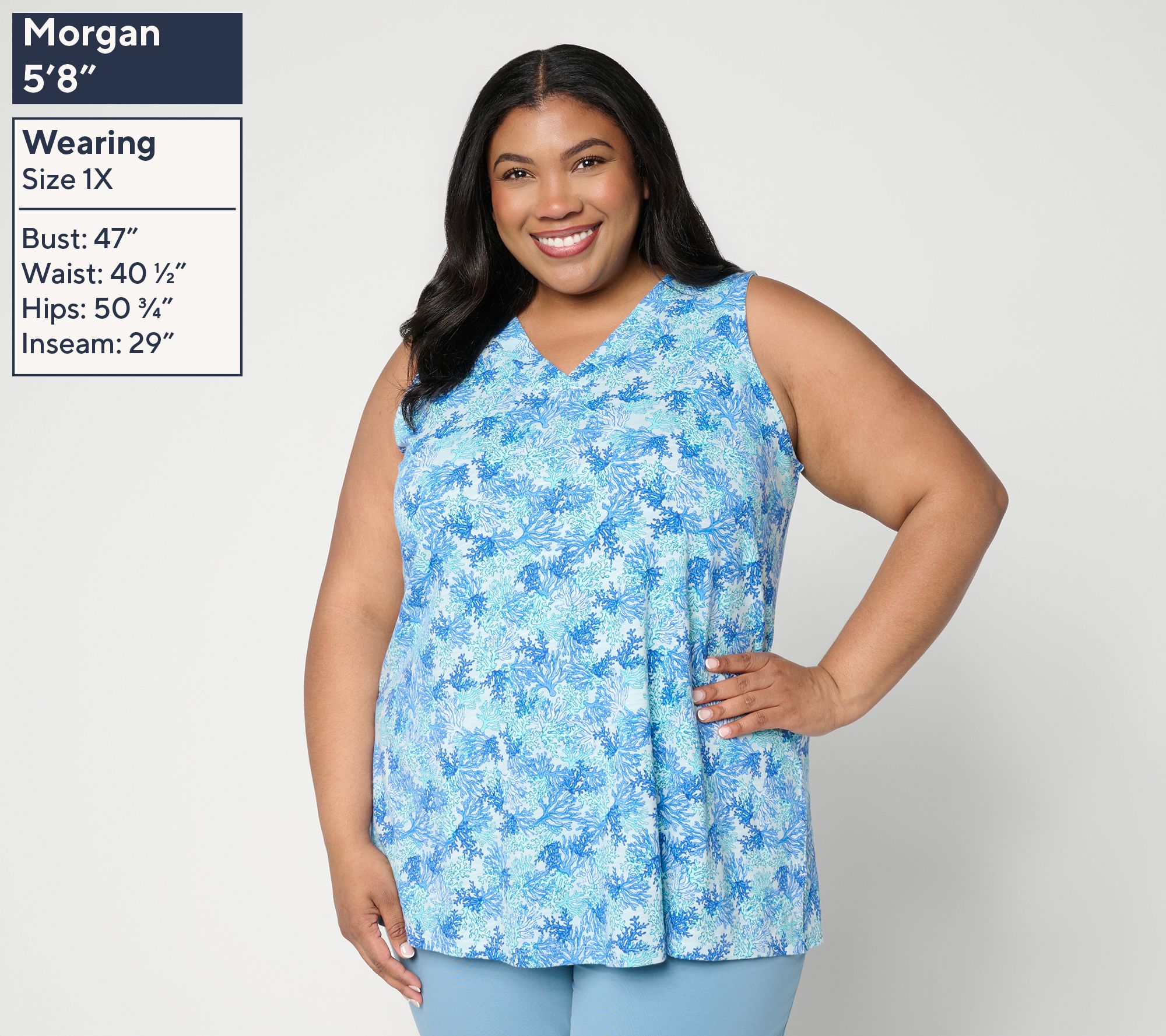 Denim & Co. Petite Cotton Blend V-Neck Swing Tunic | QVC