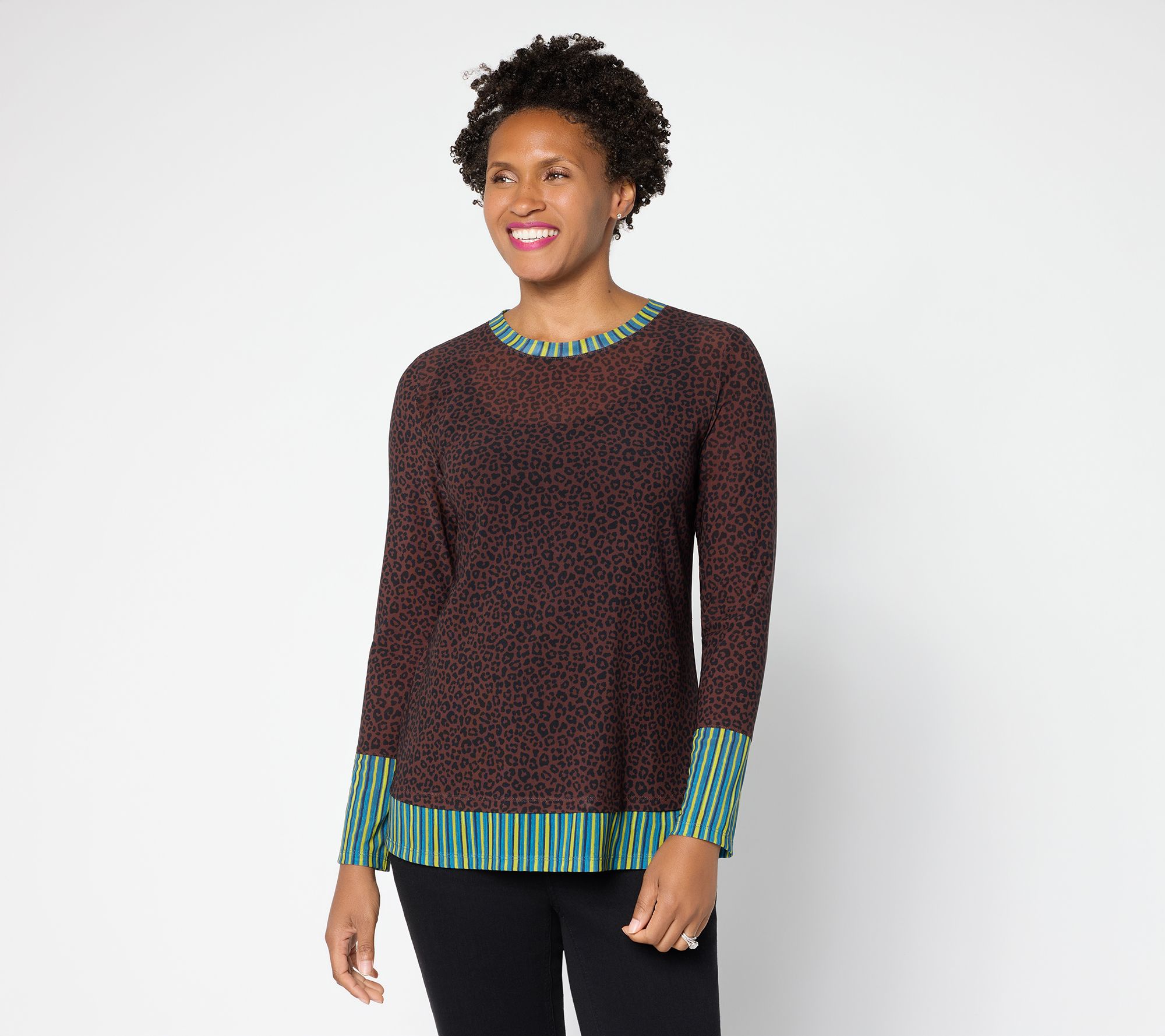 "As Is" LOGO Layers by Lori Goldstein Mixed Print Mesh Top