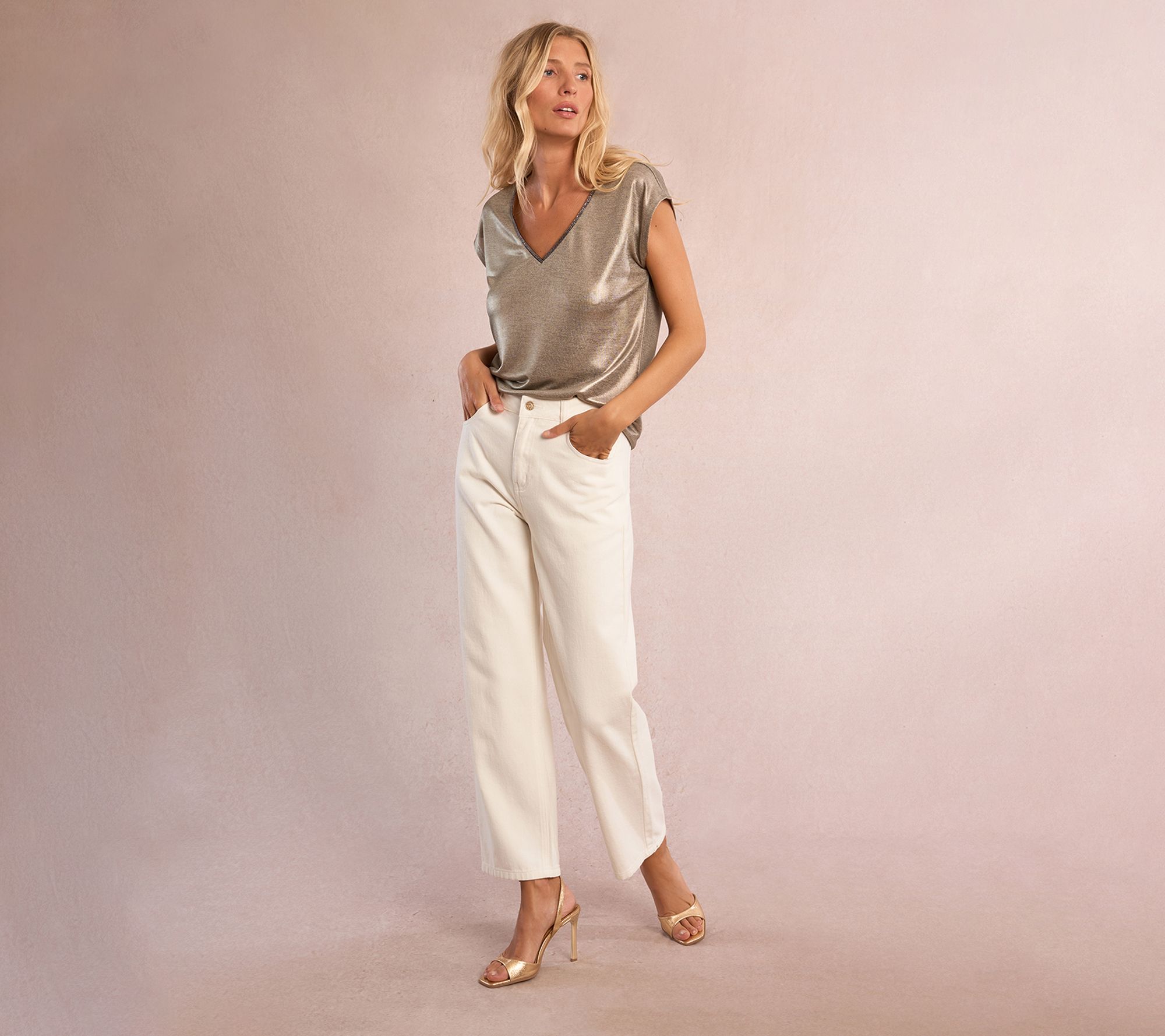 Molly Bracken Knitted Metallic Tee