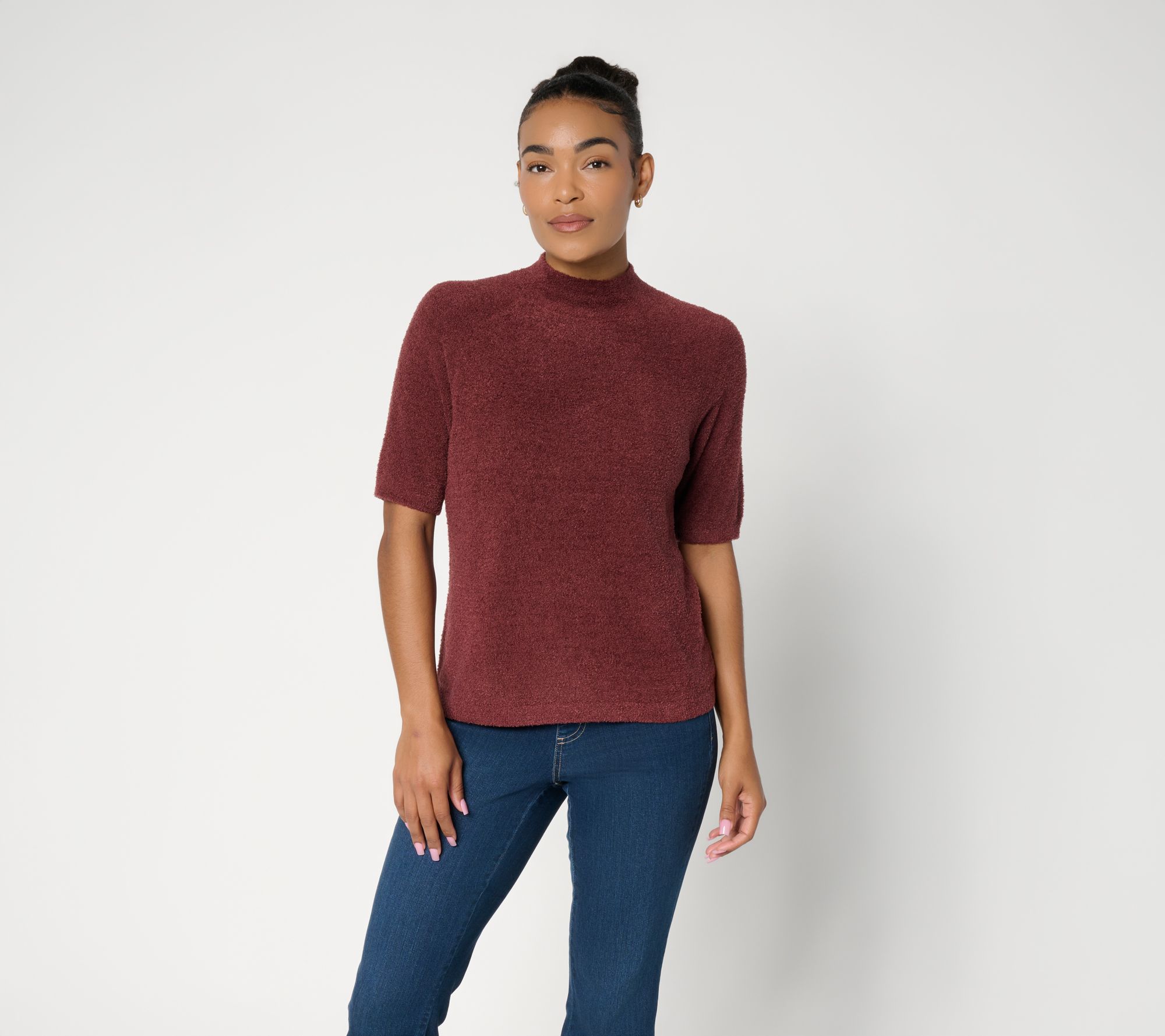 Barefoot Dreams CozyChic Lite Short Sleeve Mock Neck Pullover