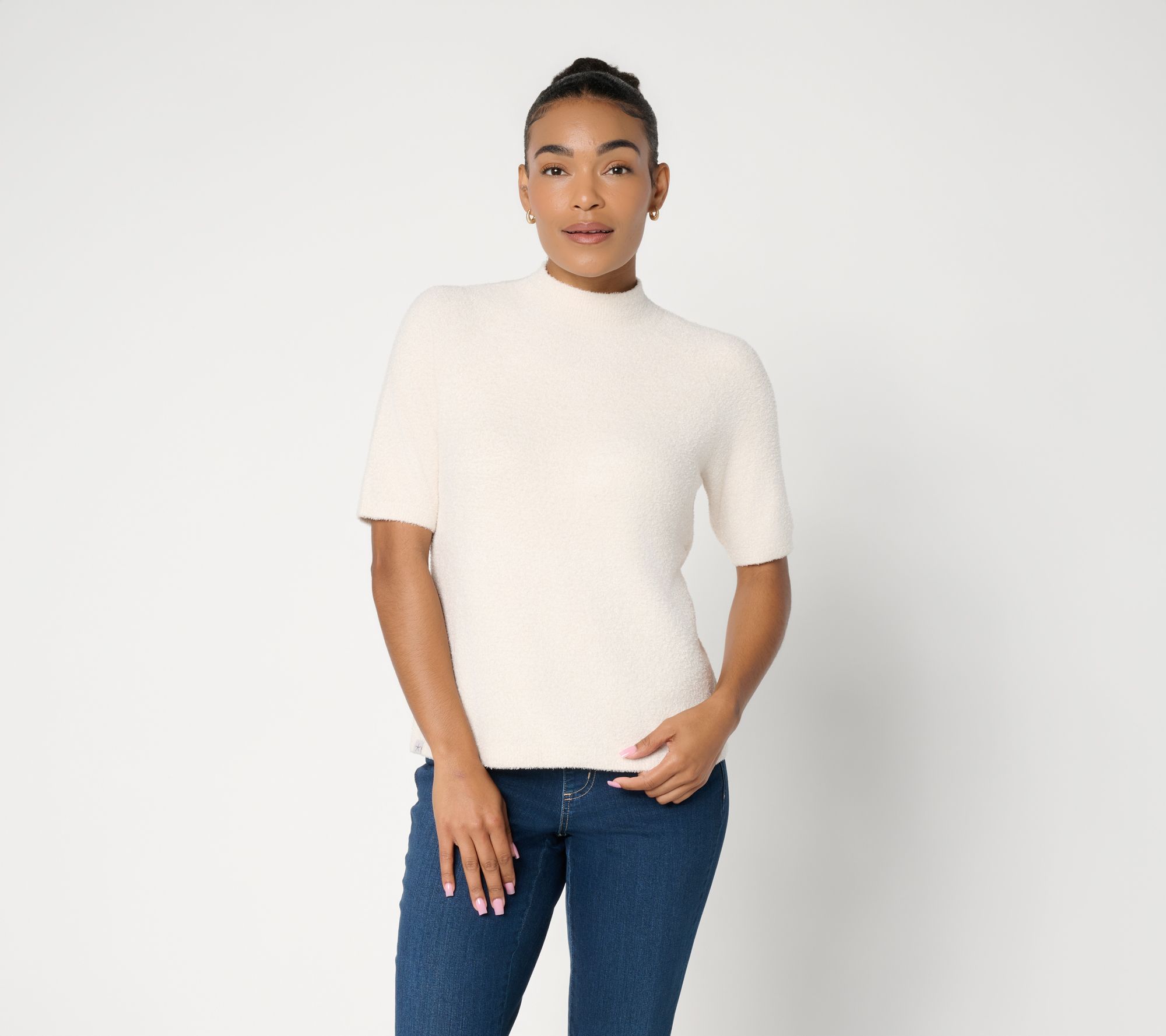 Barefoot Dreams CozyChic Lite Short Sleeve Mock Neck Pullover