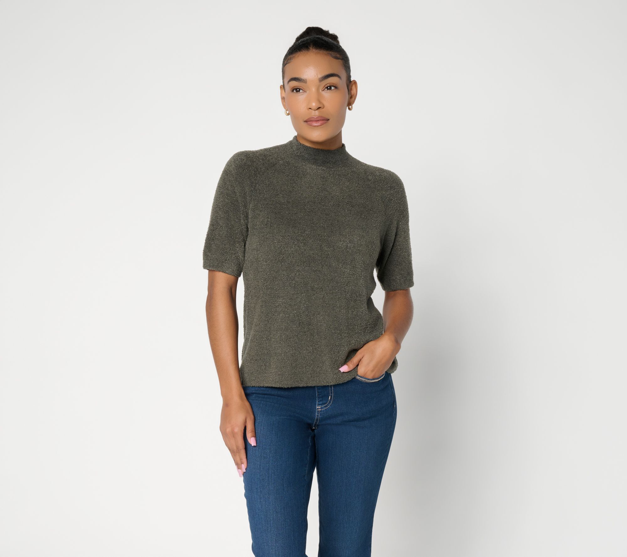 Barefoot Dreams CozyChic Lite Short Sleeve Mock Neck Pullover