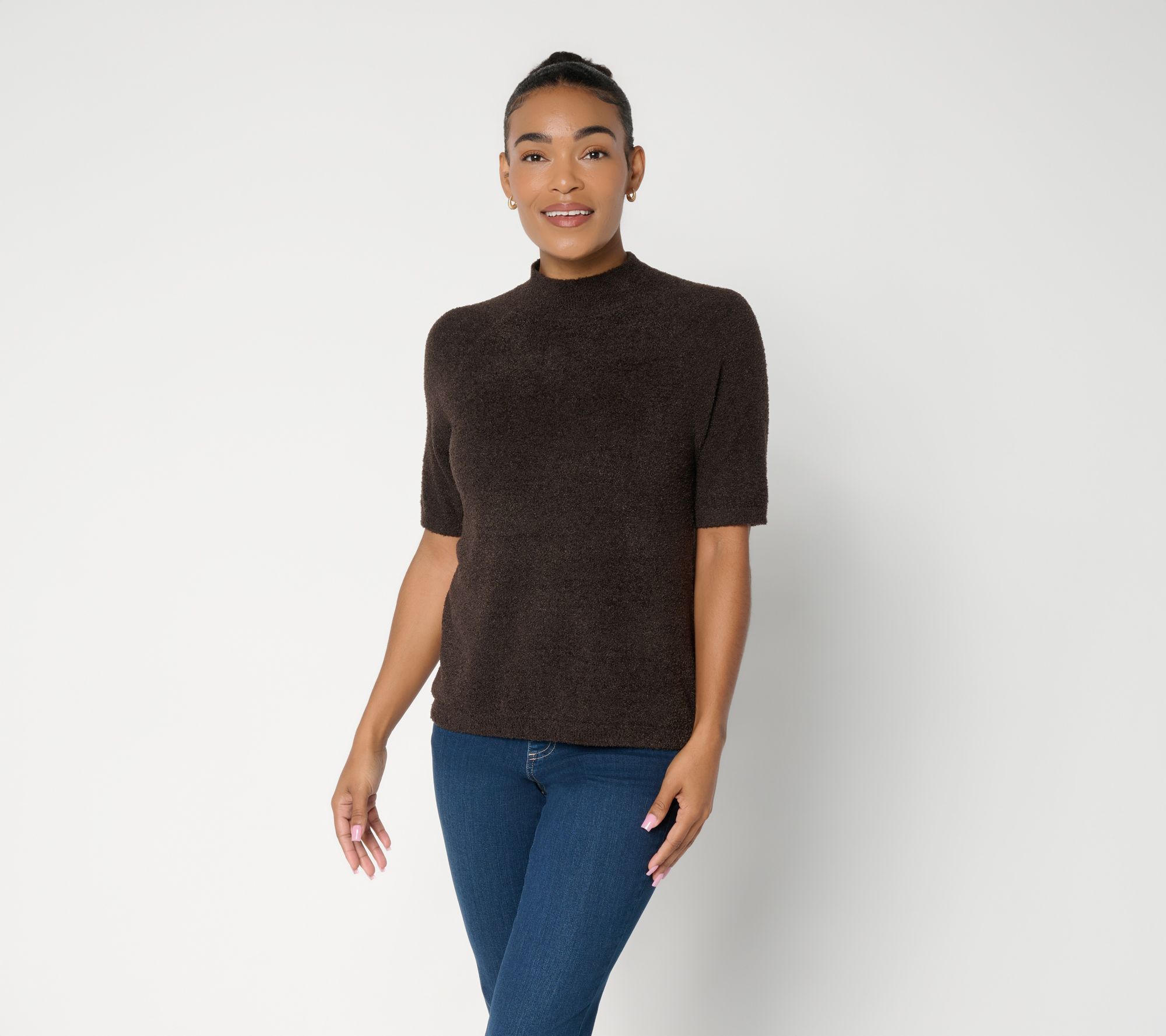 Barefoot Dreams CozyChic Lite Short Sleeve Mock Neck Pullover