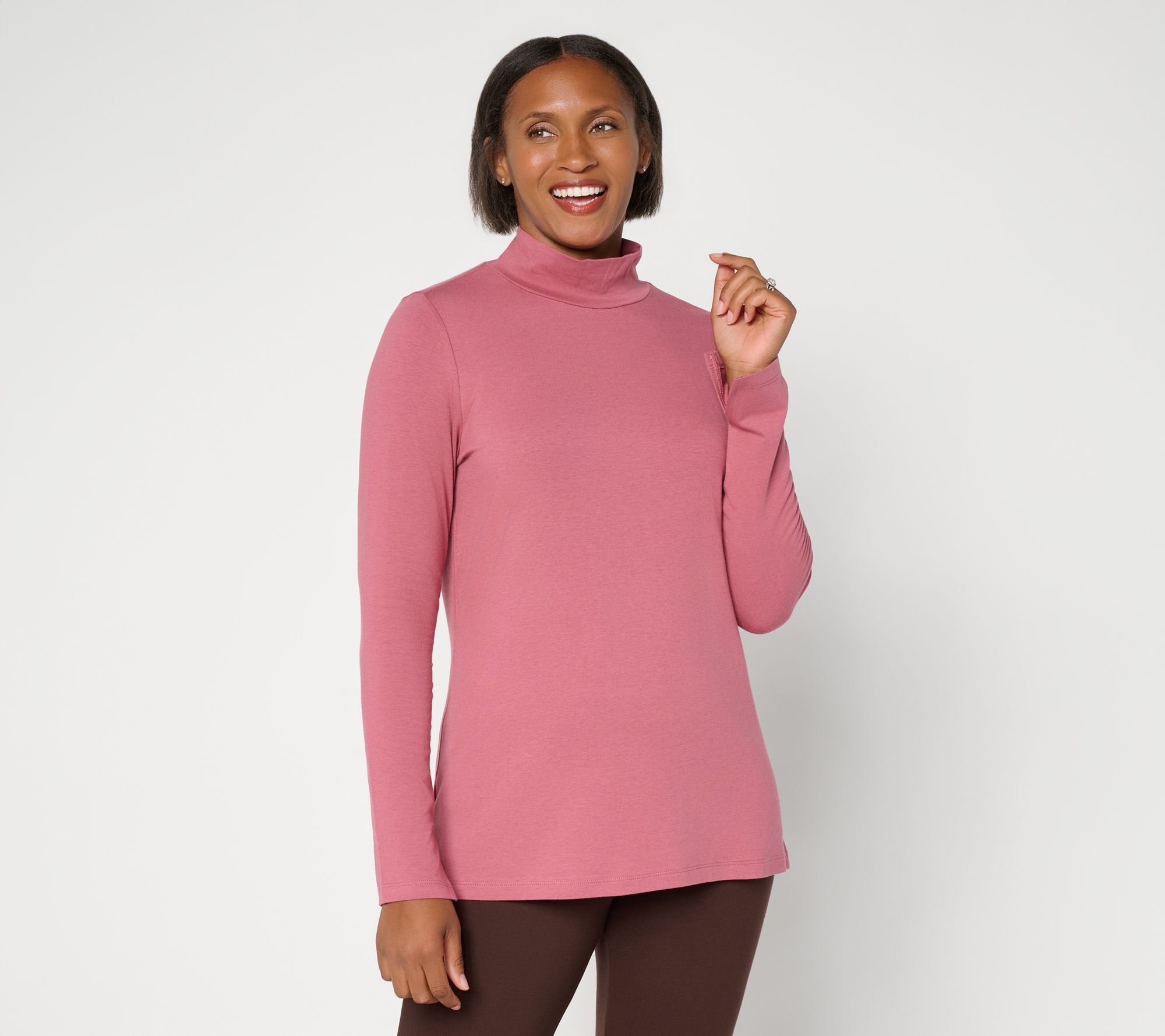  Belle by Kim Gravel TripleLuxe Knit Mock Neck w/ Sleeve Vent