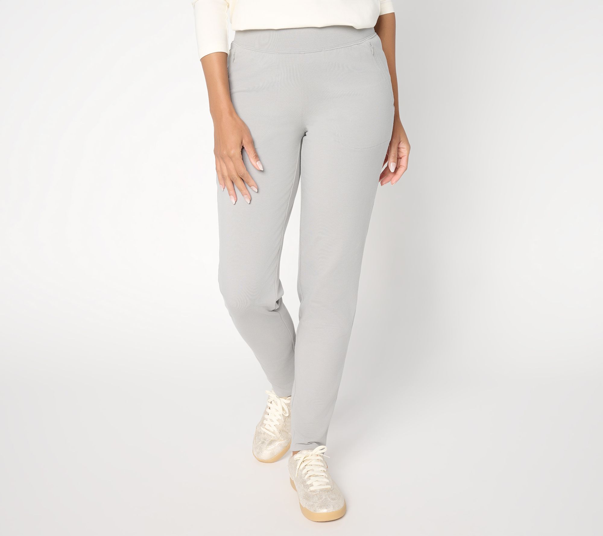 "As Is" Denim & Co. Tall Duo Stretch Slim Leg Pants with Zip Pockets