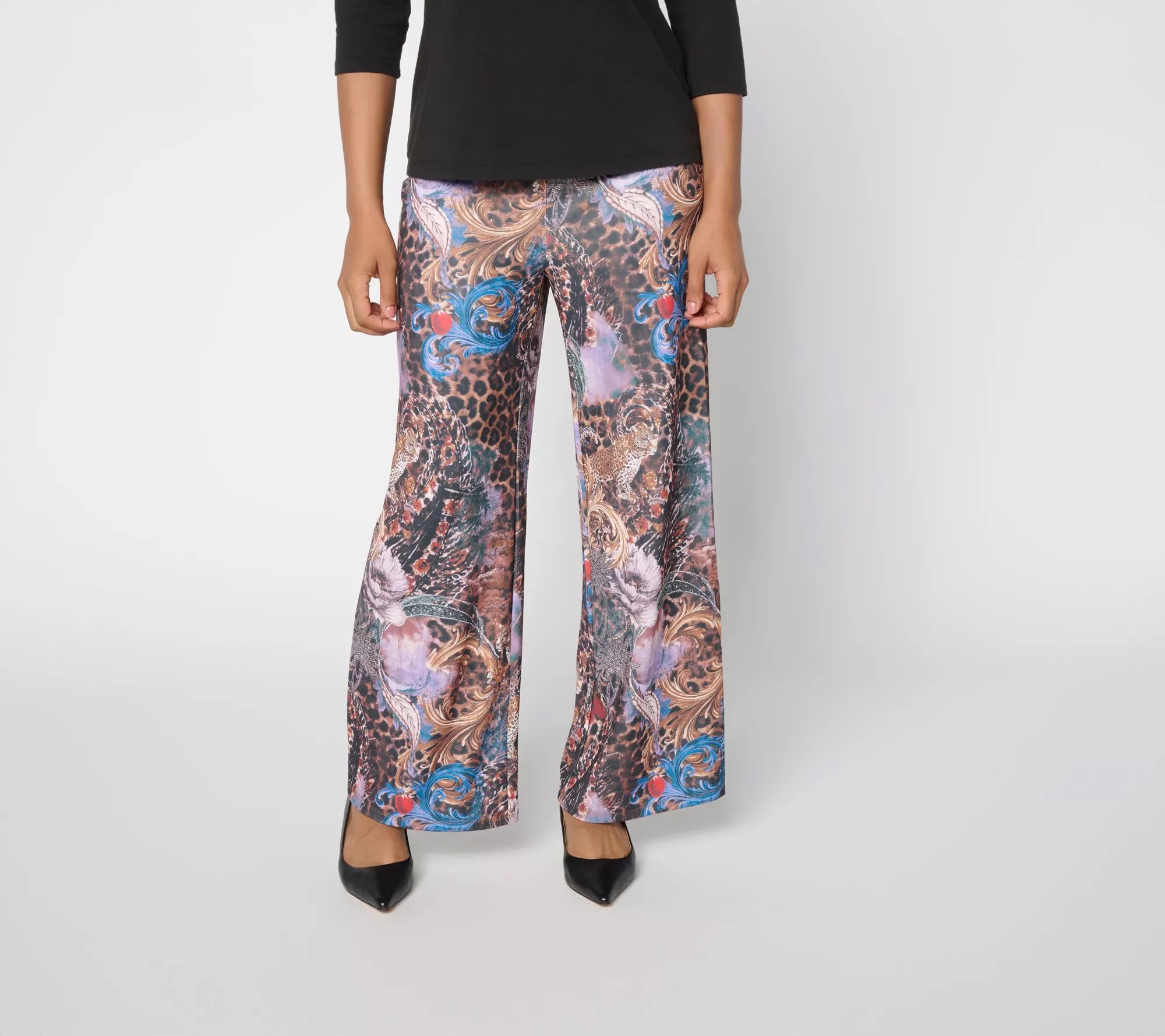 nicole by Nicole Miller Petite Matte Jersey Printed Pants