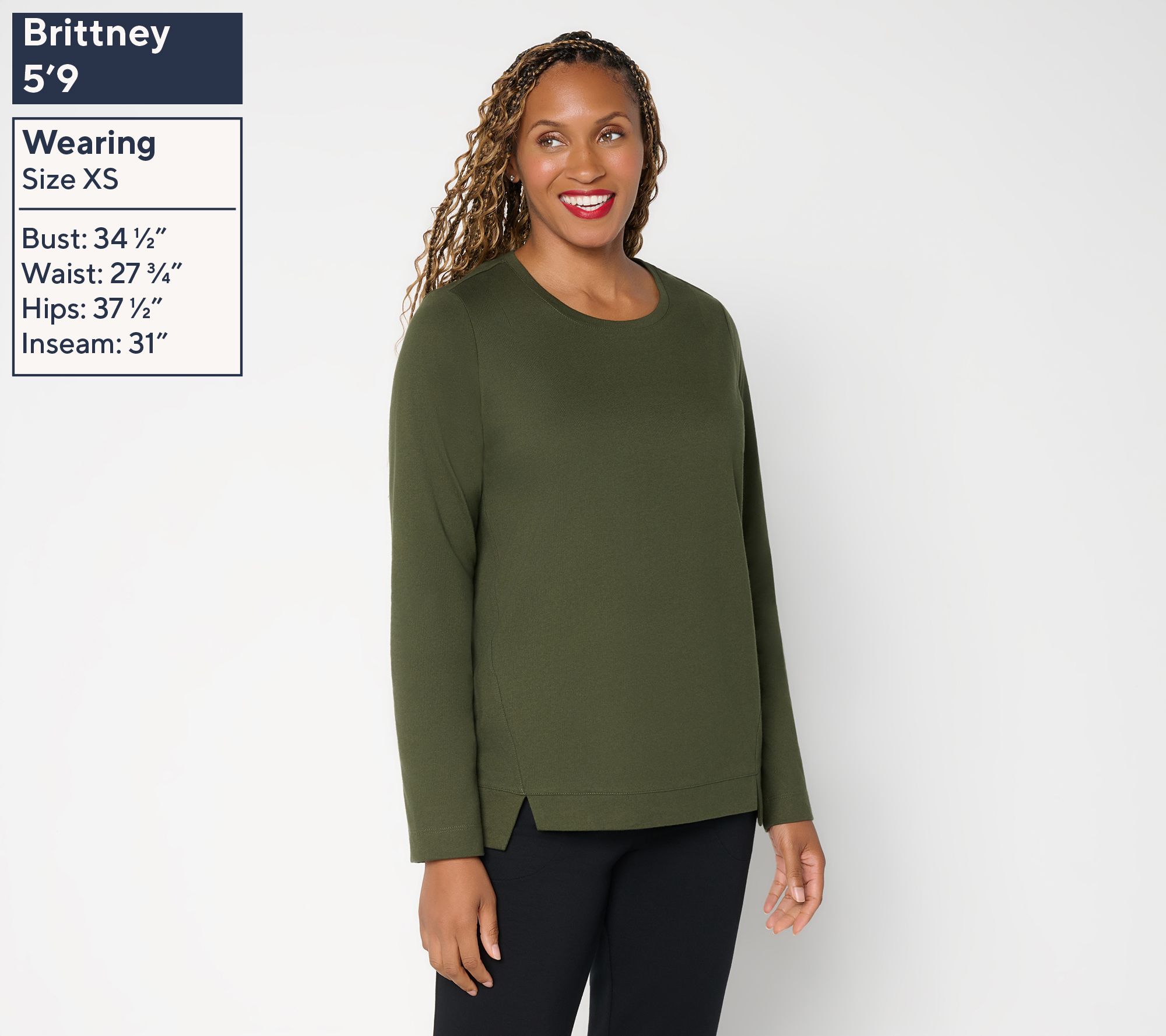 QVCジャパン Denim & Co. Essentials Cotton Jersey Round Neck Top | QVC