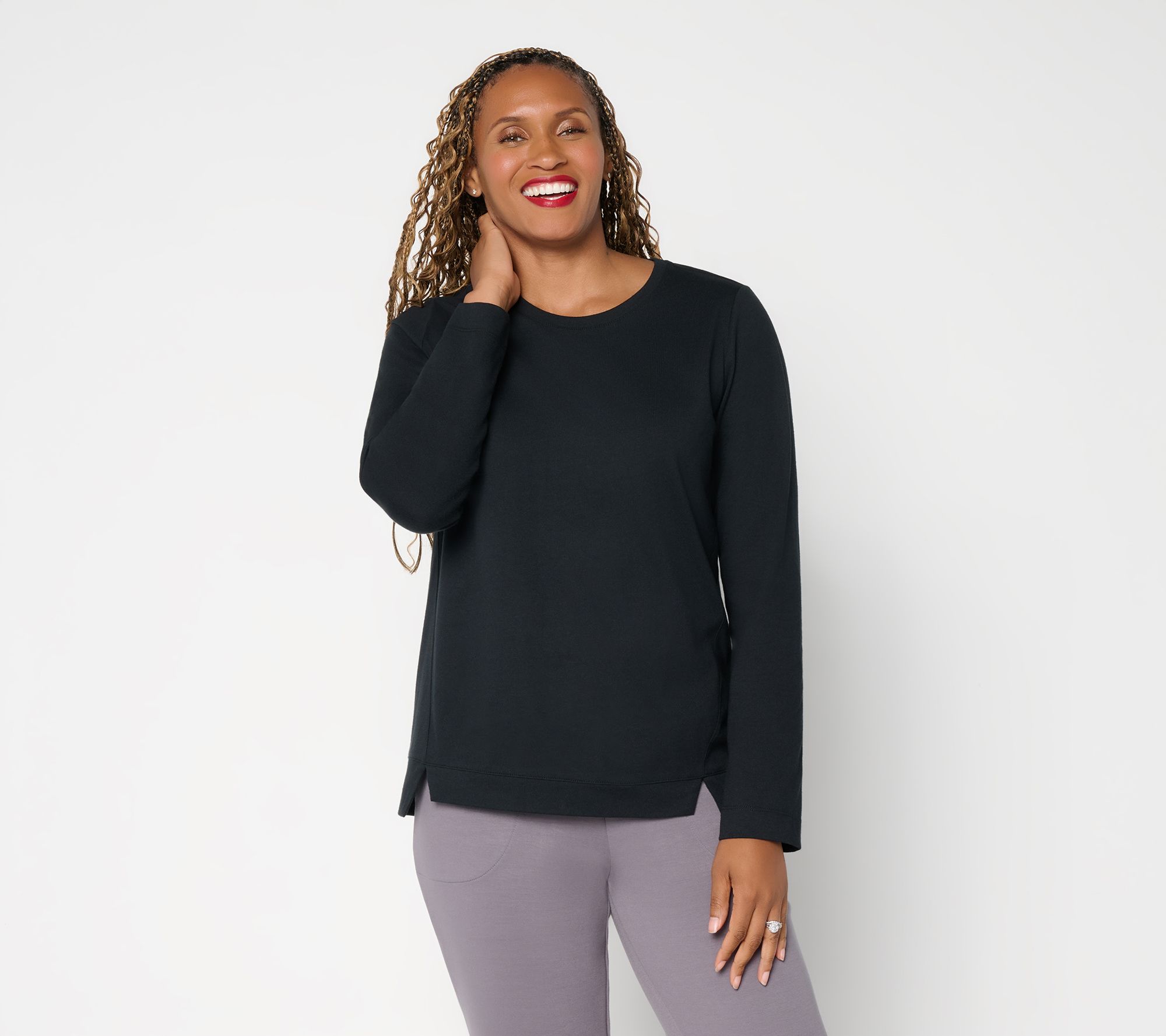 Denim & Co. Essentials Cotton Jersey Round Neck Top