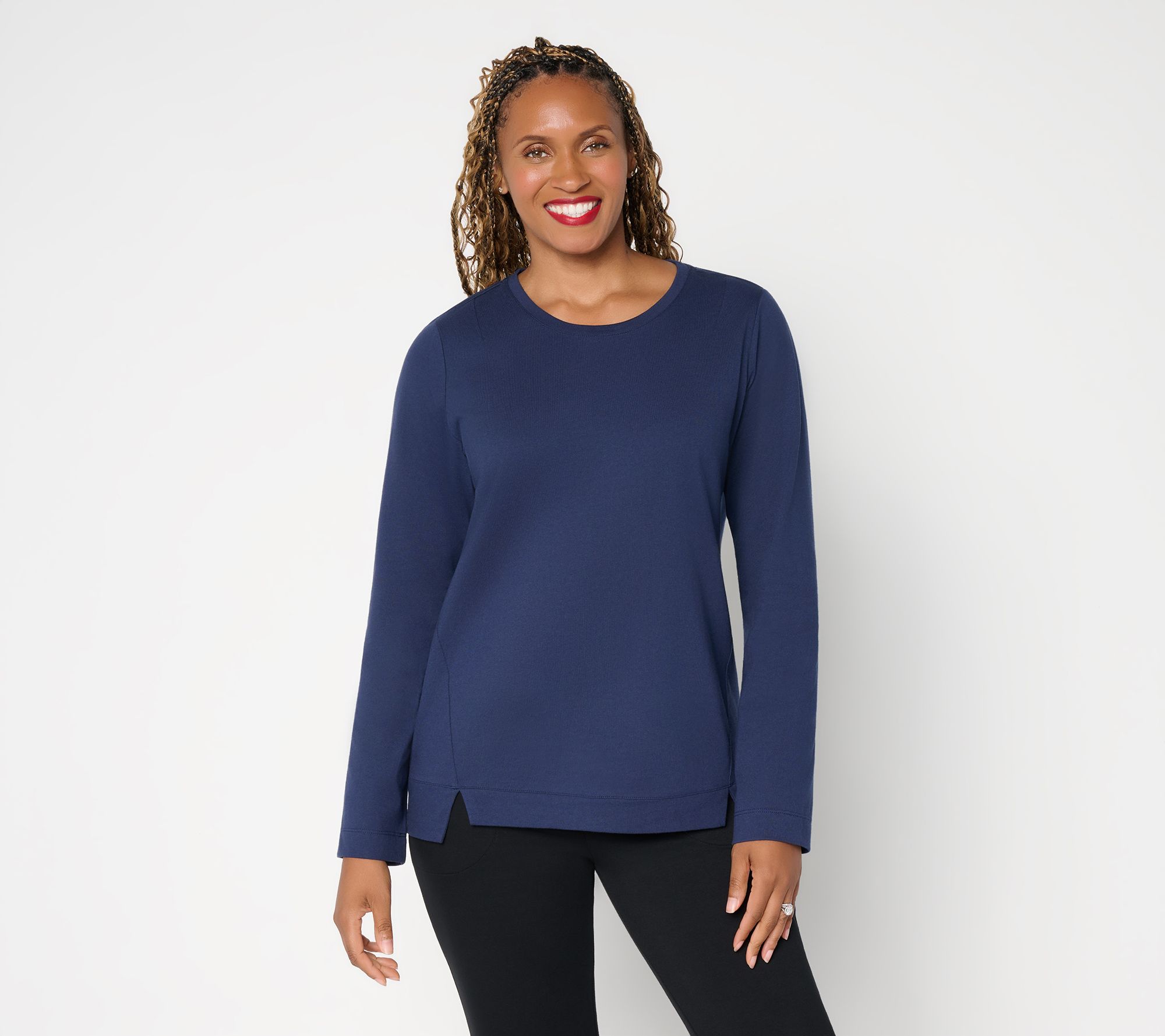 Denim & Co. Essentials Cotton Jersey Round Neck Top
