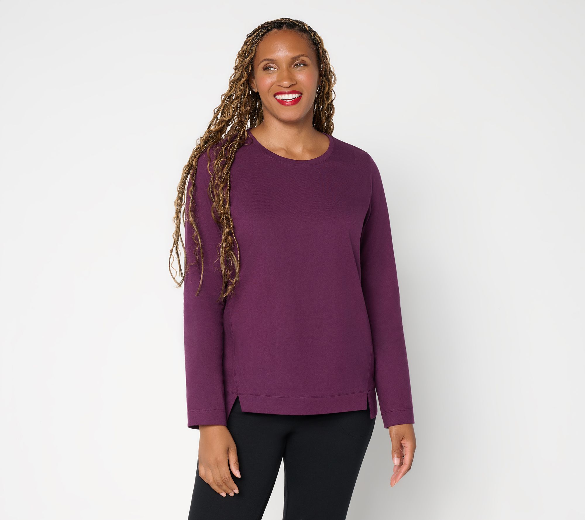 Denim & Co. Essentials Cotton Jersey Round Neck Top