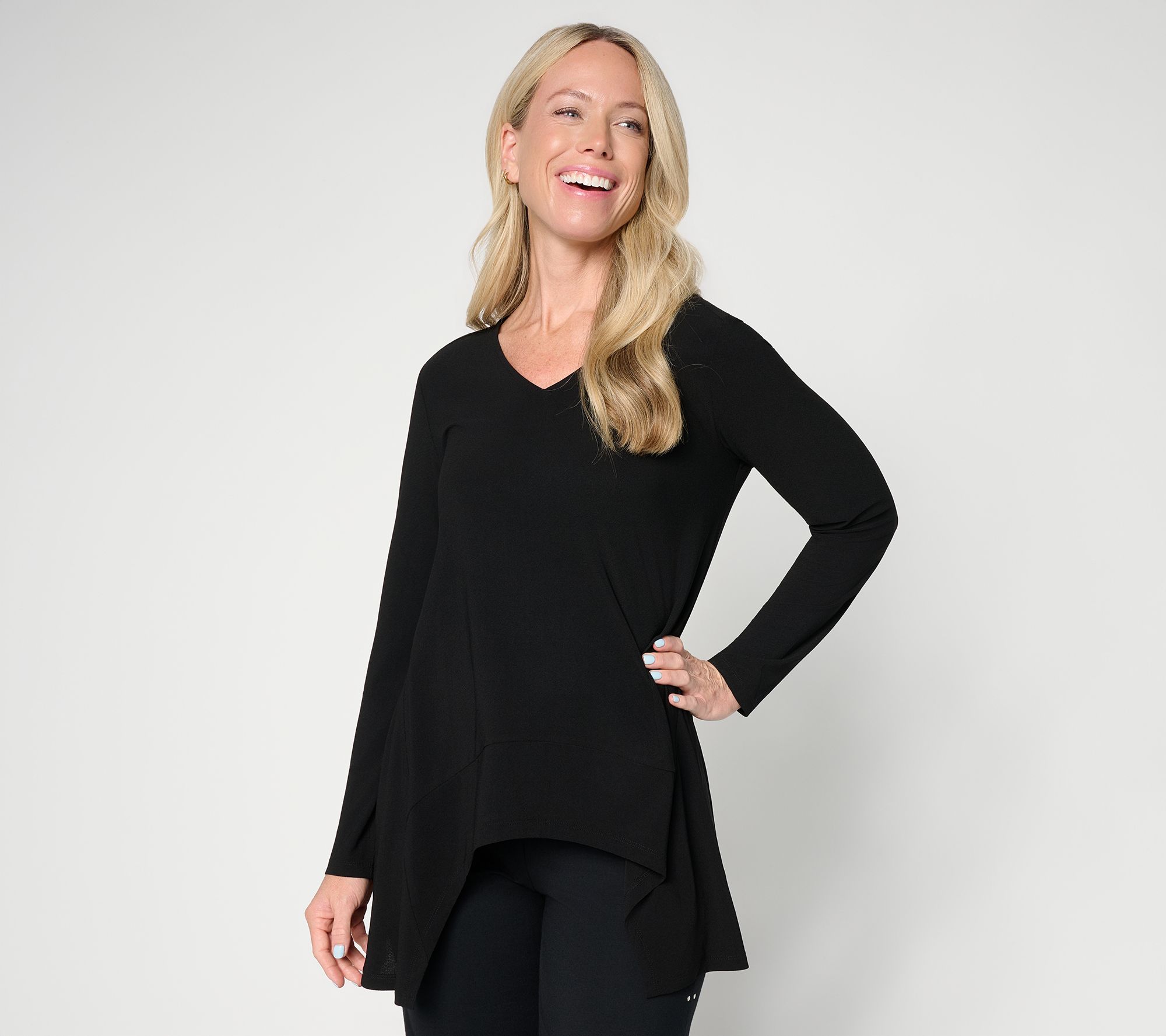 Women with Control_Regular Moss Crepe v Neck Tunic