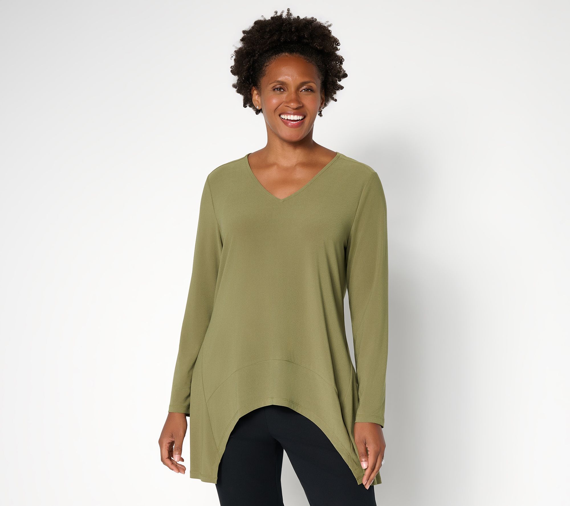 Women with Control_Regular Moss Crepe v Neck Tunic