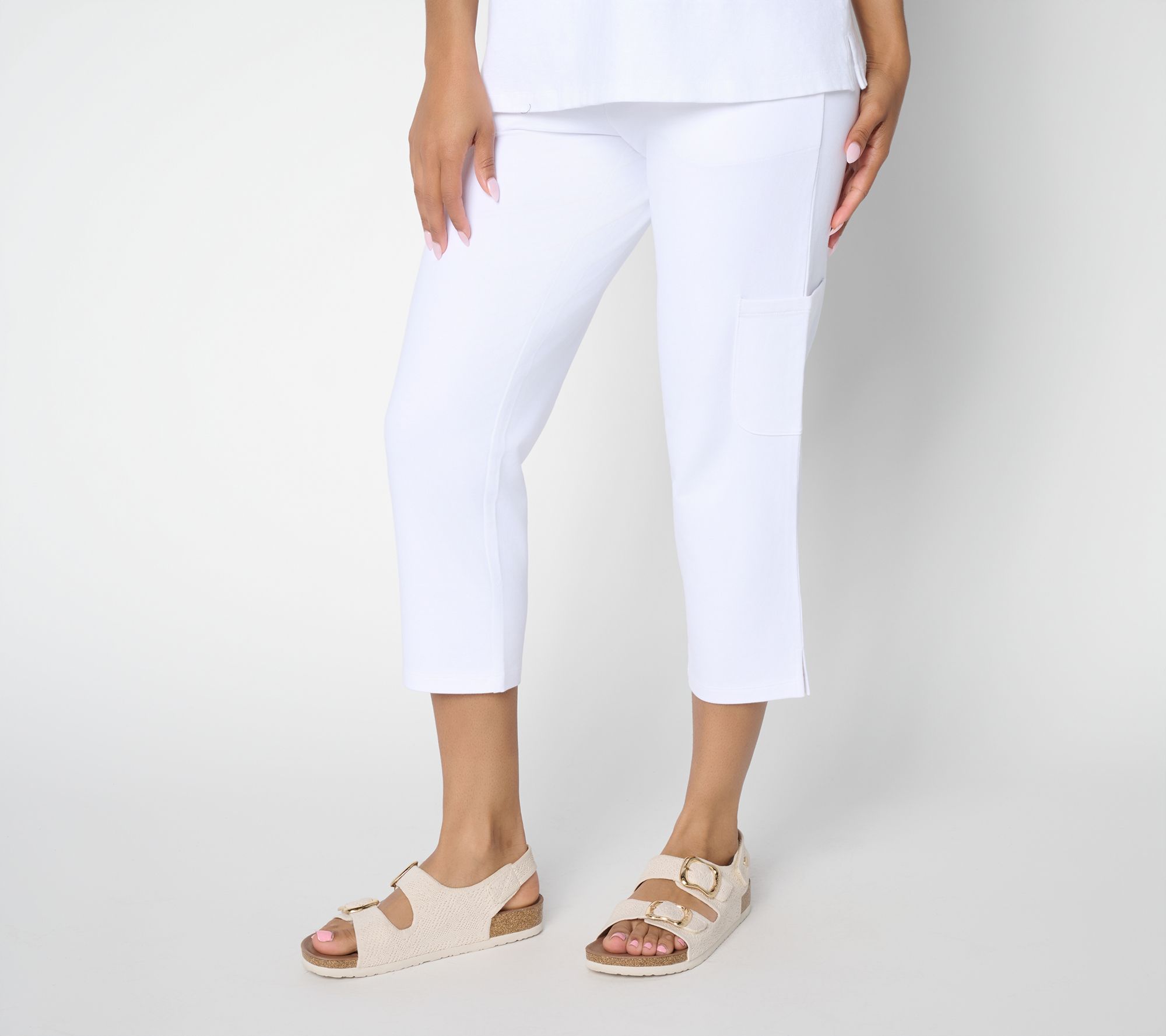 "As Is" Denim & Co. Tall EasyWear French Terry Cargo Crop Pants