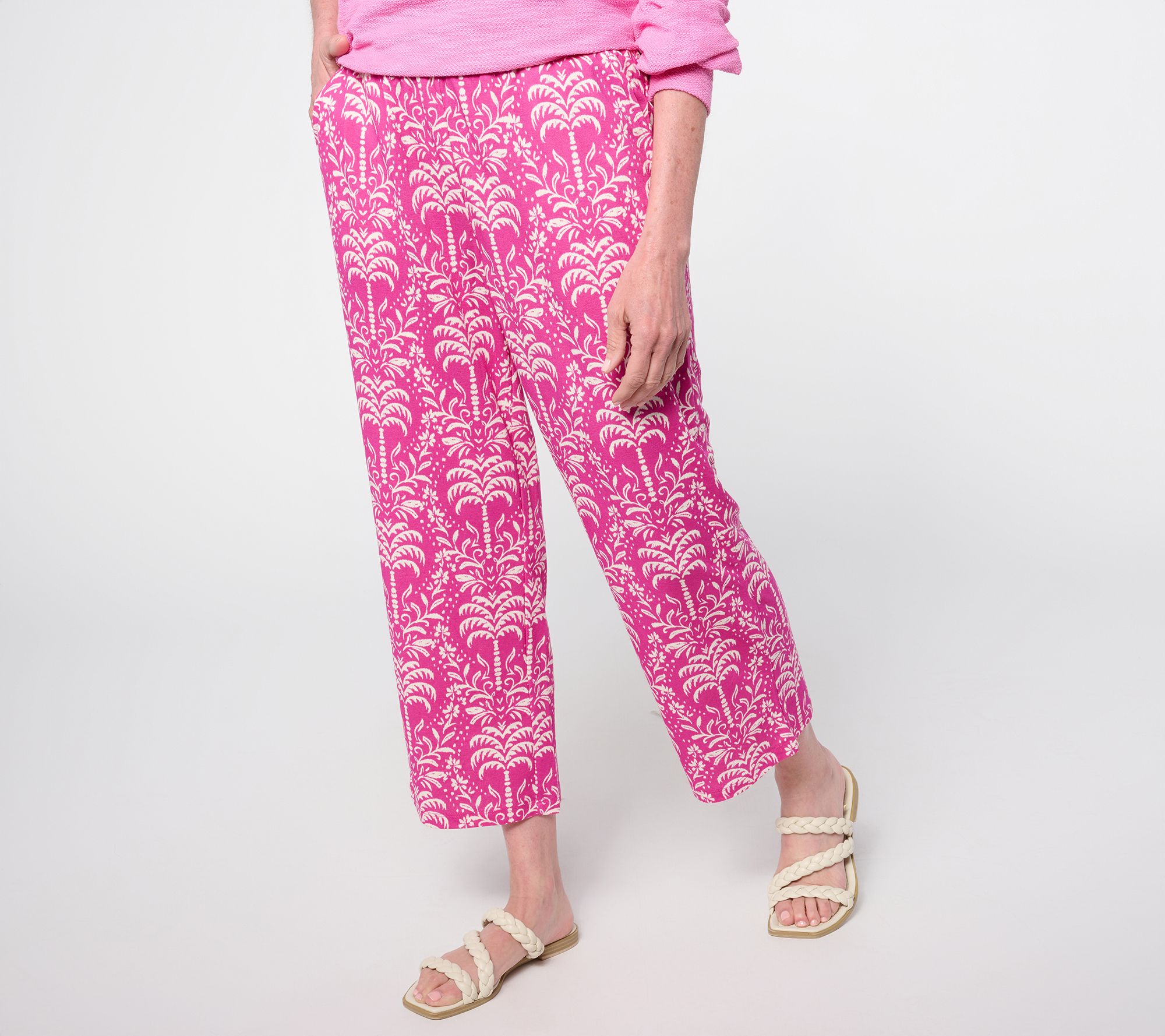 "As Is" Belle Beach by Kim Gravel Regular Cabana Knit Palm Pant