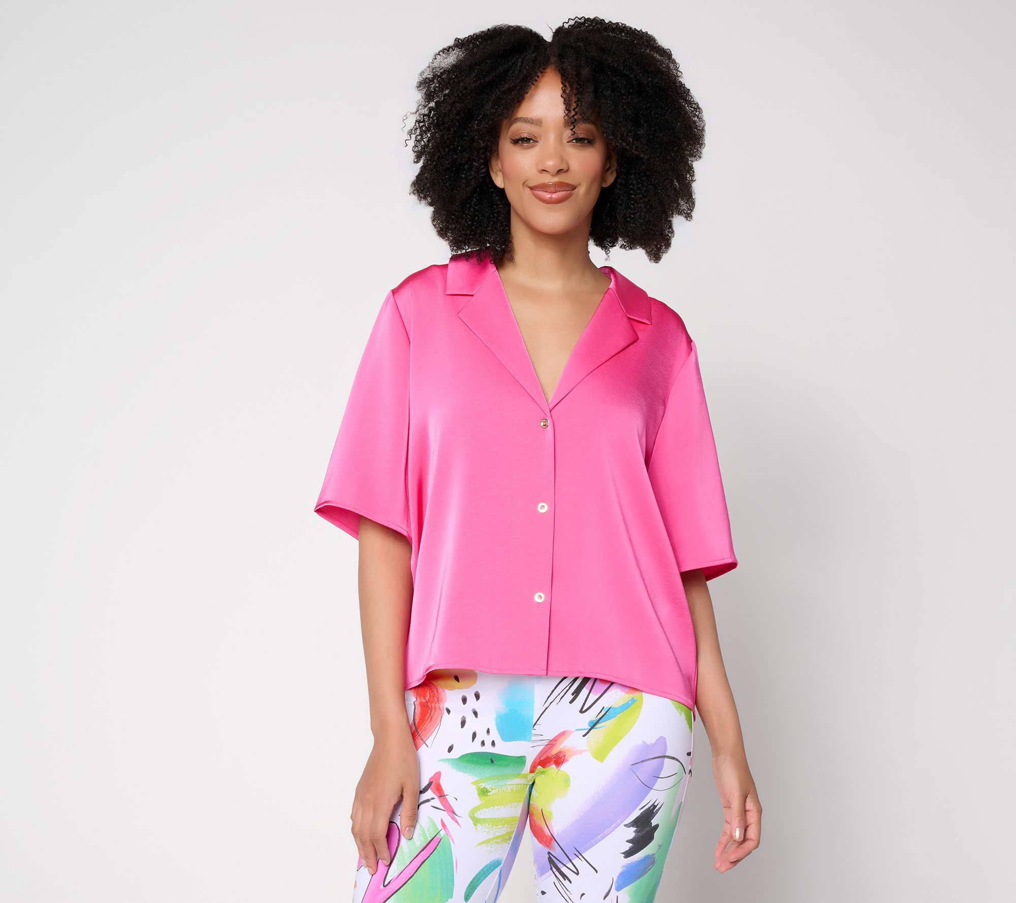 "As Is" Silkee by Aimee Kestenberg Button Front Camp Shirt