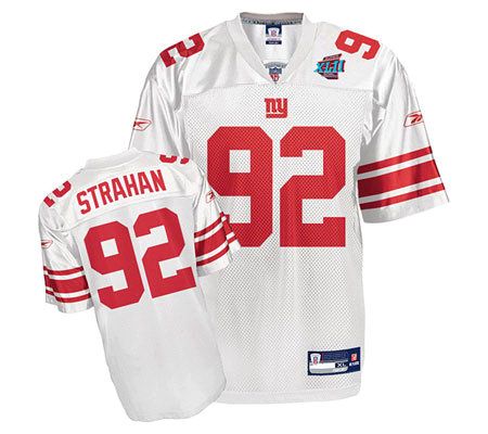 Men's Mitchell & Ness Michael Strahan White New York Giants Super Bowl XLII Authentic Throwback Retired Player Jersey