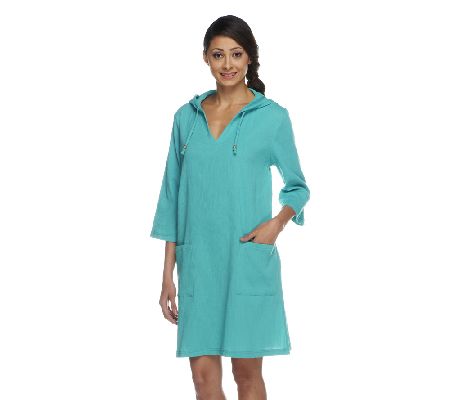 Denim & Co. Beach Gauze Cover-Up /Tunic with Hood - Page 1 — QVC.com