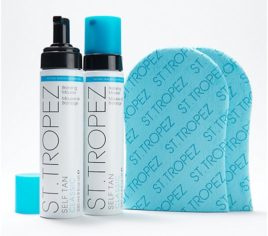 St. Tropez Set of 2 8 oz. Classic Self Tan Mousse with Mitts