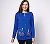 Quacker Factory Embroidered Sequin & Stud Tree Button Front Cardigan