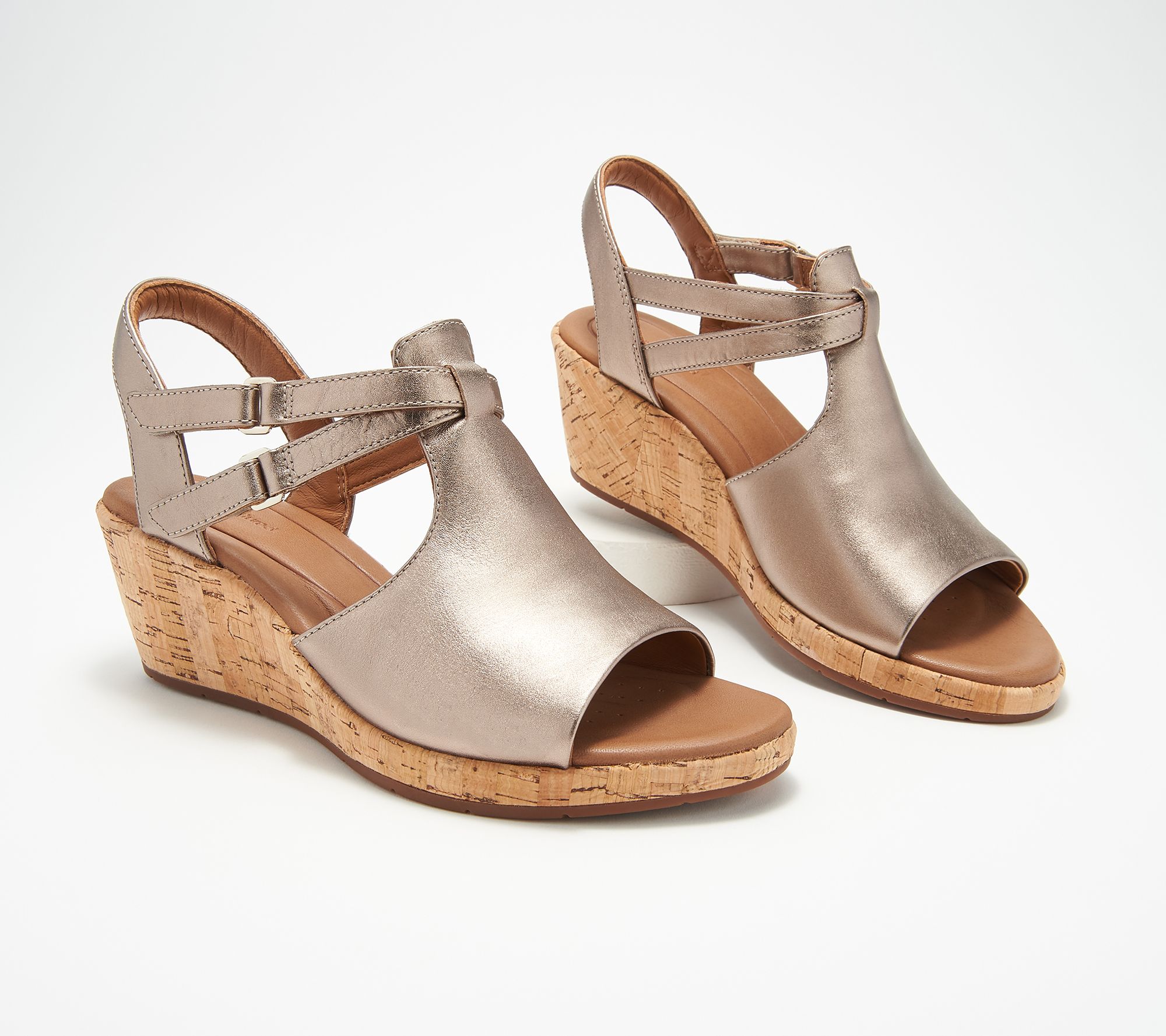 clarks brown wedge sandals