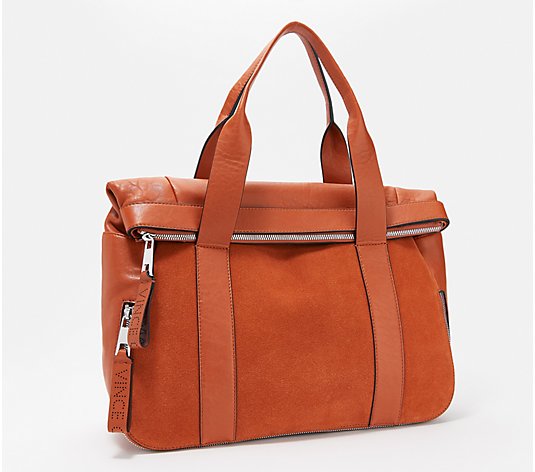 Vince Camuto Leather Tote with Zipper Detail - Sonny - QVC.com