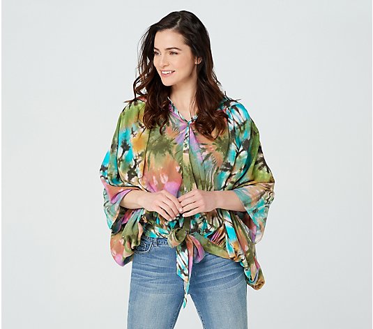 Tolani Collection Multi Print Front-Tie Top