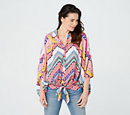 Tolani Collection Multi Print Front-Tie Top - A376834
