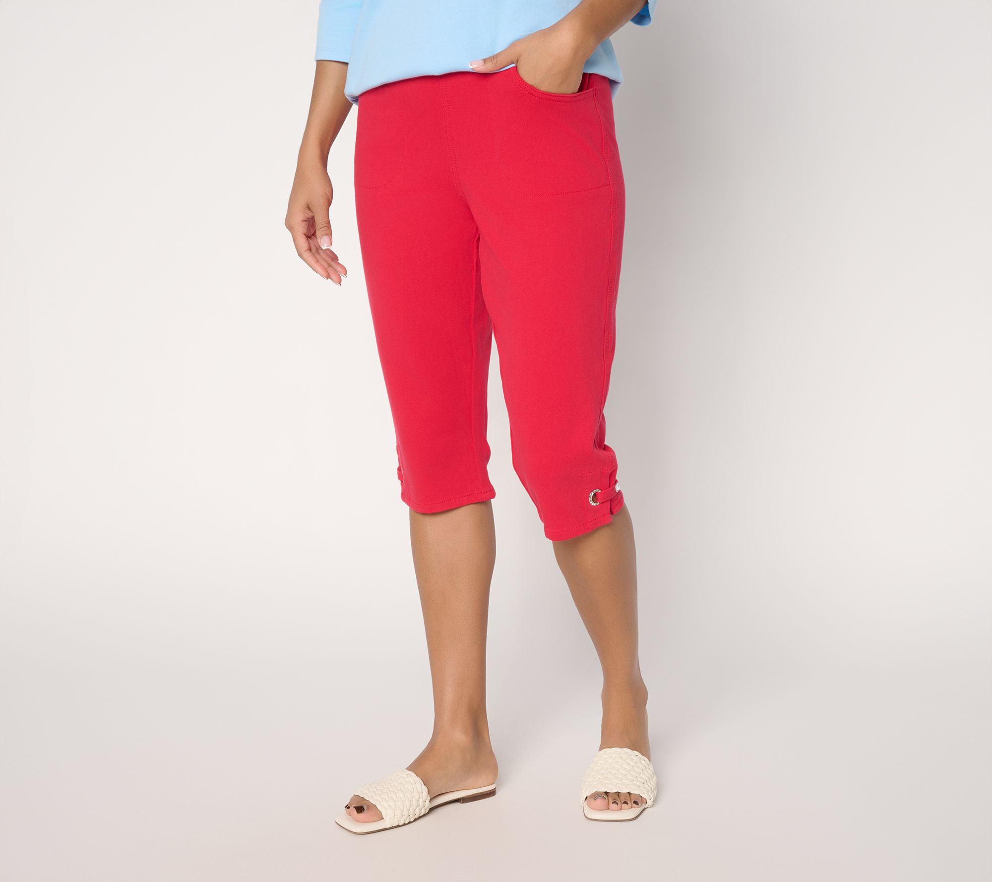 Quacker Factory DreamJeannes Pedal Pushers w/ Rhinestone Grommets