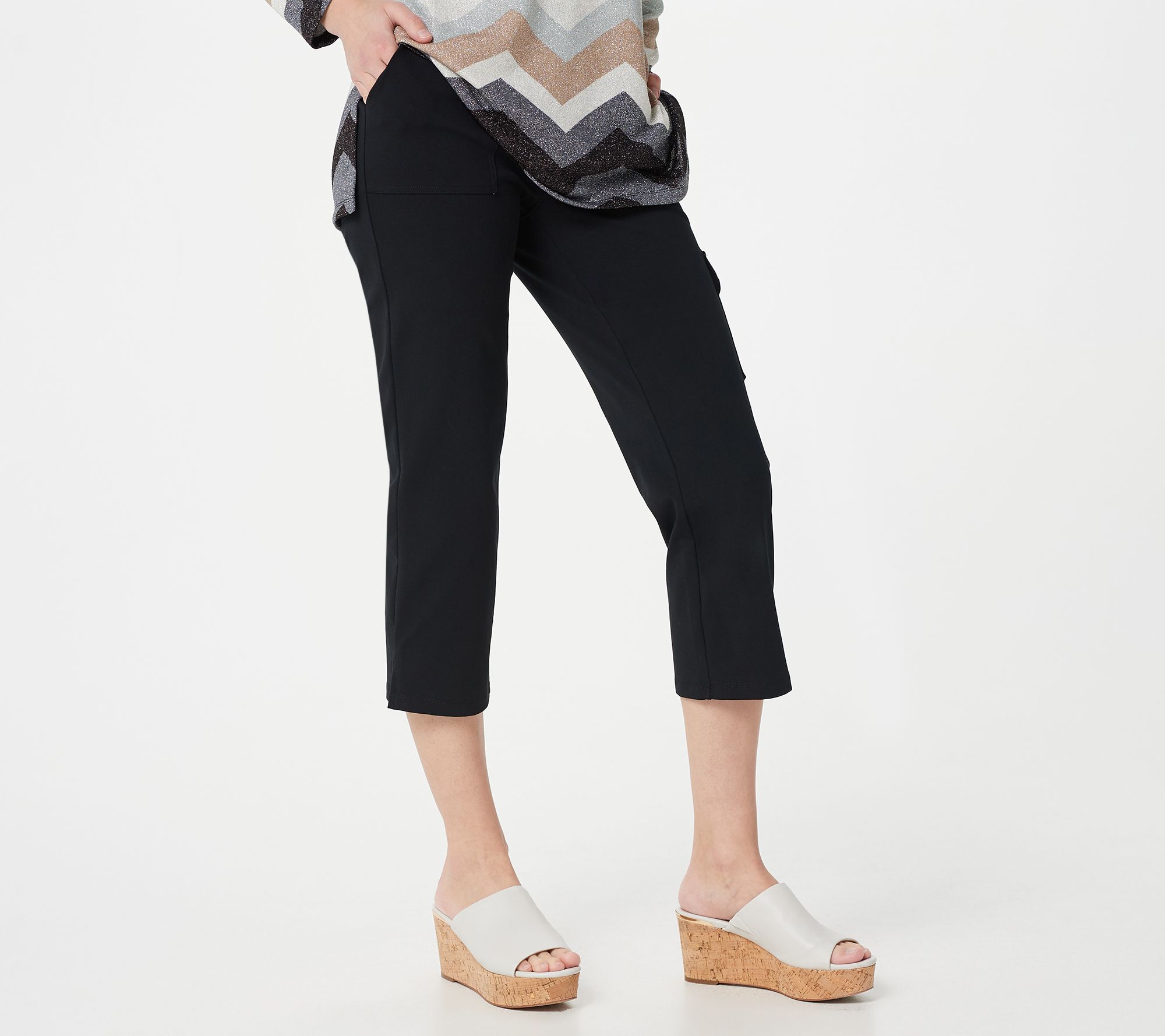 Susan Graver Weekend Petite Premium Stretch Pull-On Crop Pant
