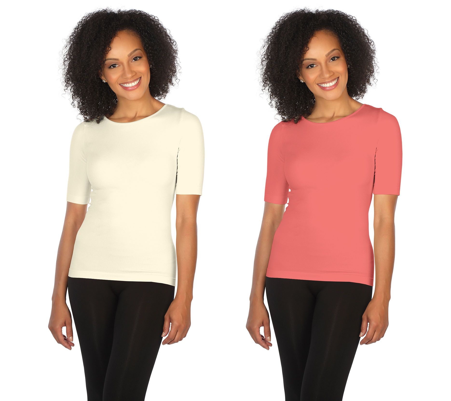 skinnytees Missy Elbow-Sleeve Crew-Neck Set of 2 T-Shirts