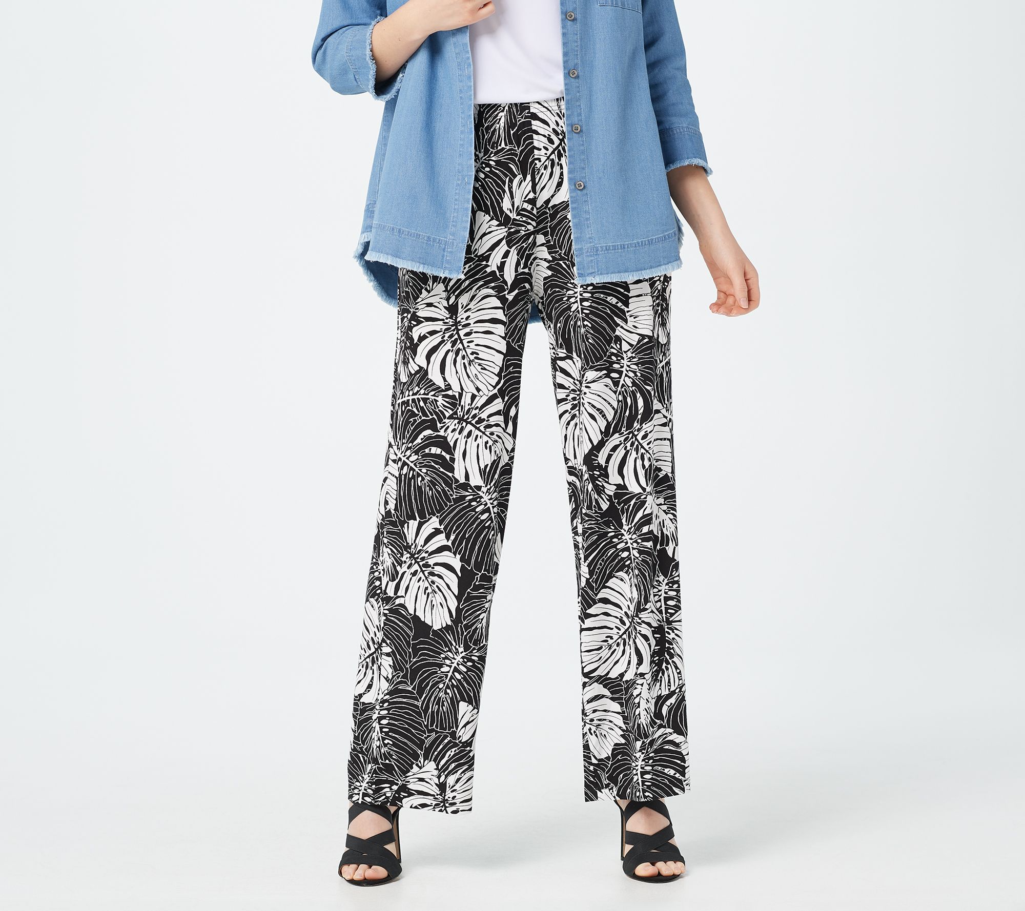 "As Is" Belle by Kim Gravel Palm Print Beach Pant