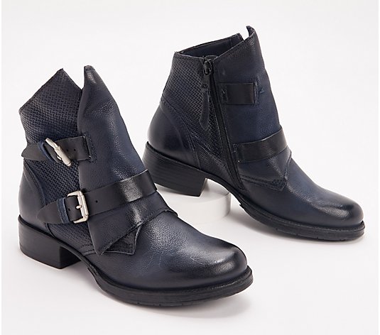 Miz Mooz Leather Buckle Ankle Boots - Nestle