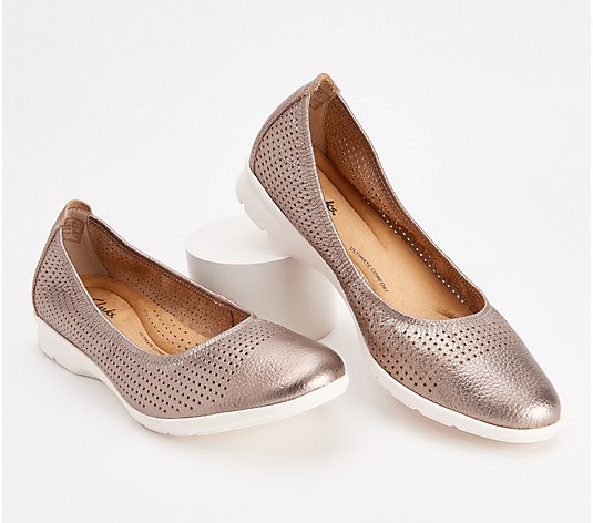 Clarks Collection Perforated Leather Flats - Jenette Ease