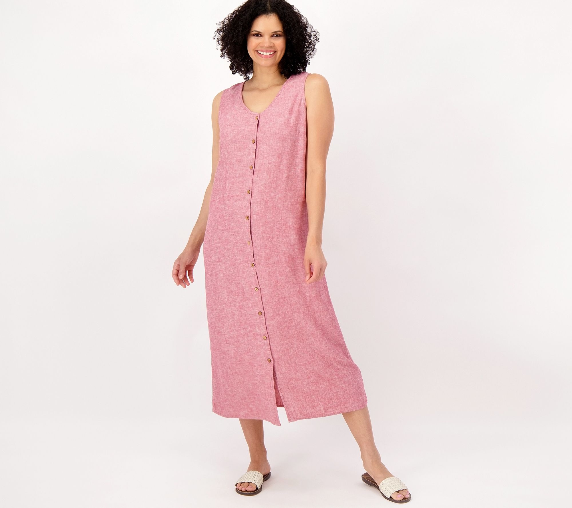Denim & Co. Naturals Linen Blend V-Neck Dress
