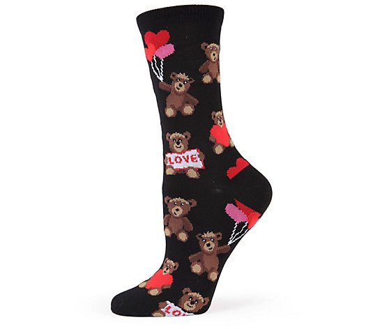 MeMoi Teddy Bear Love Crew Socks