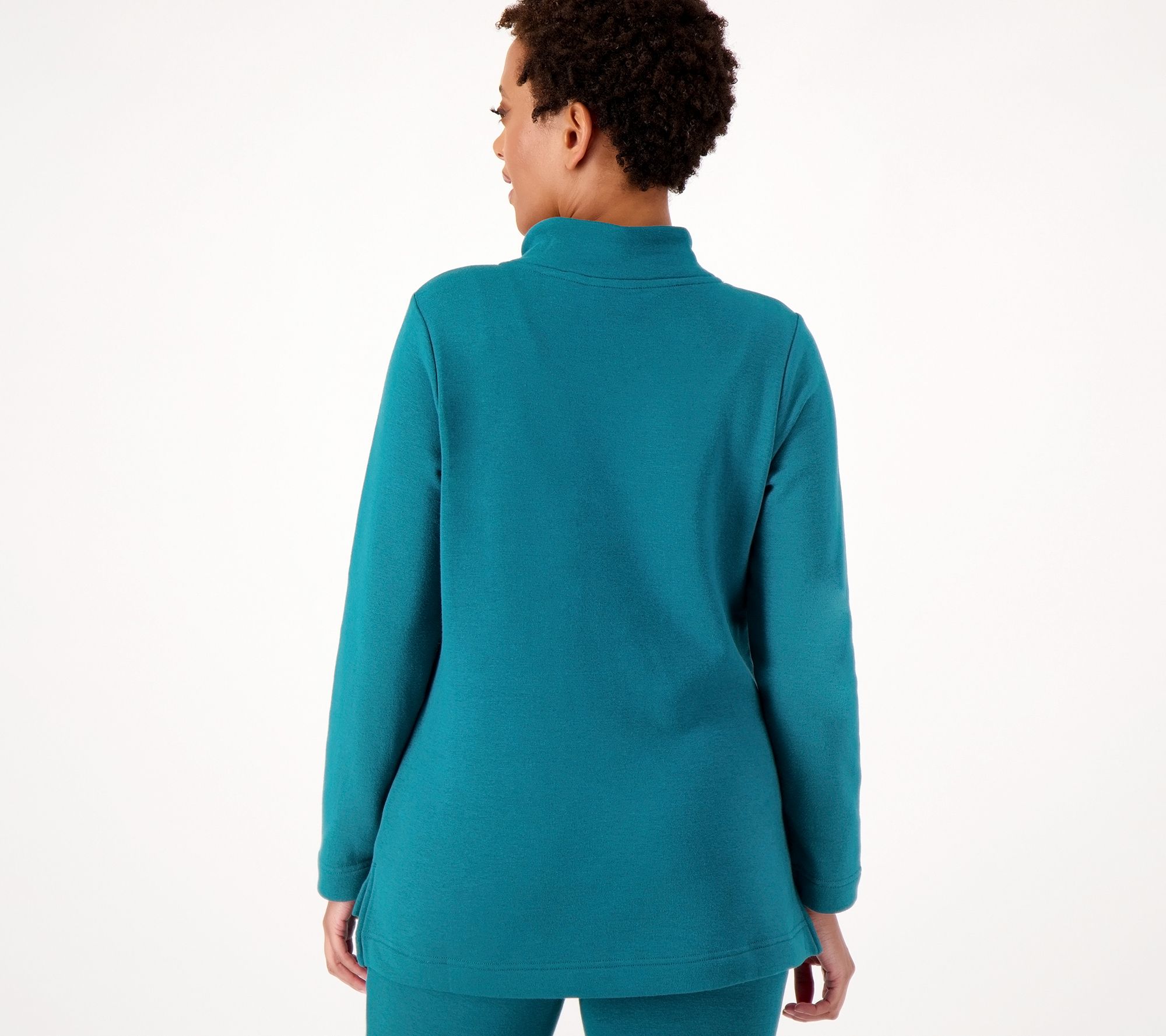Denim & Co. Active Lush Lined Jersey Funnel Neck Pullover